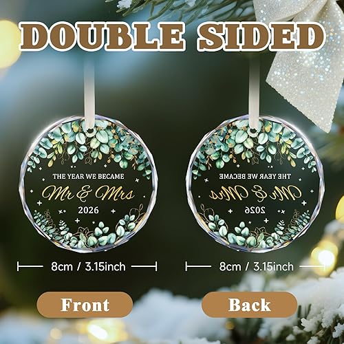 Miniatura 3 de First Christmas Married Ornament 2026, Wedding Gift for Couple, Mr and Mrs Marriage Gifts for Newlyweds, Bridal Shower Gifts, Just Married Glass