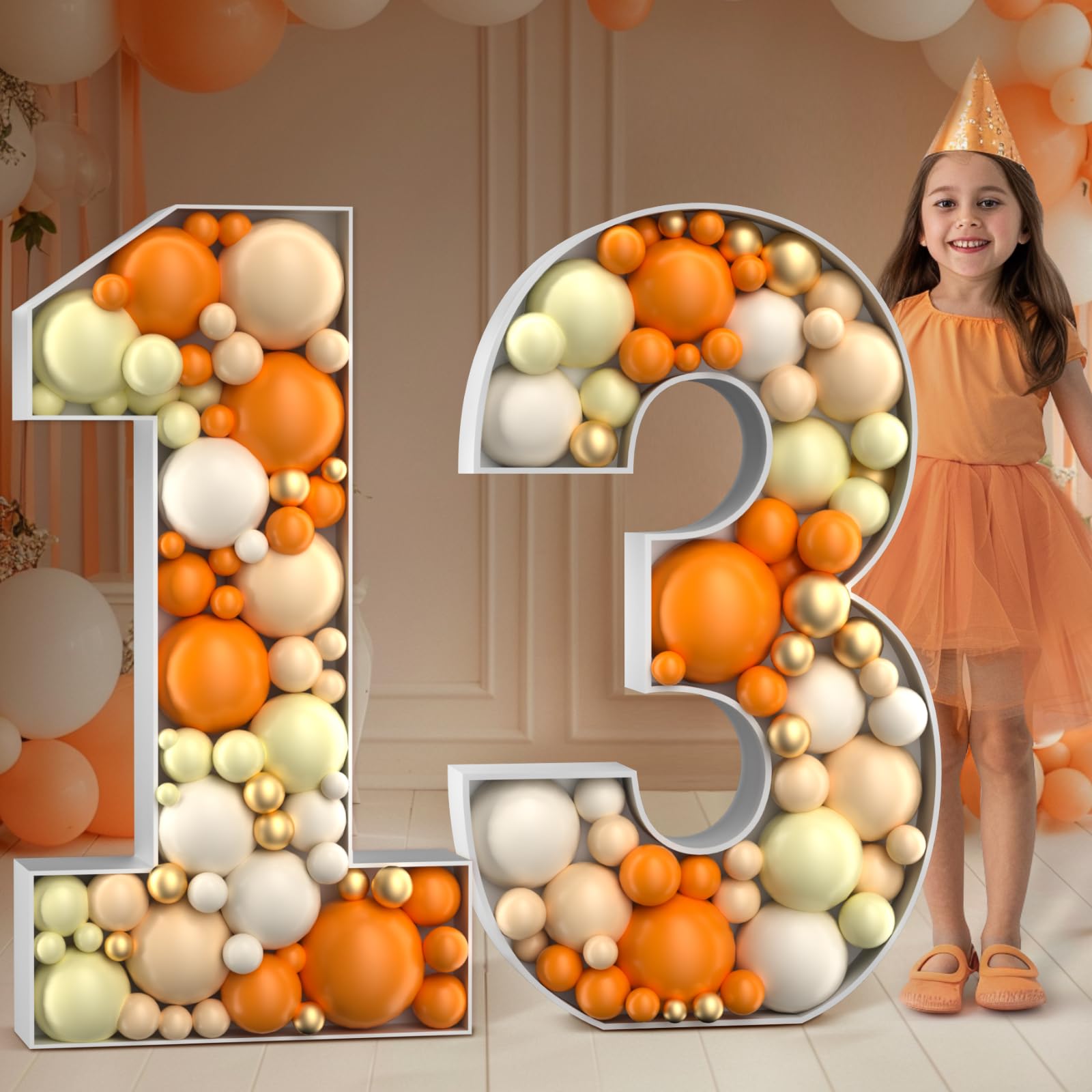 Mosaic Numbers for Balloons 4FT: Large 13th Birthday Decorations Balloon Mosaic Number Frame Marquee Number 13 Anniversary Party Decor Cardboard