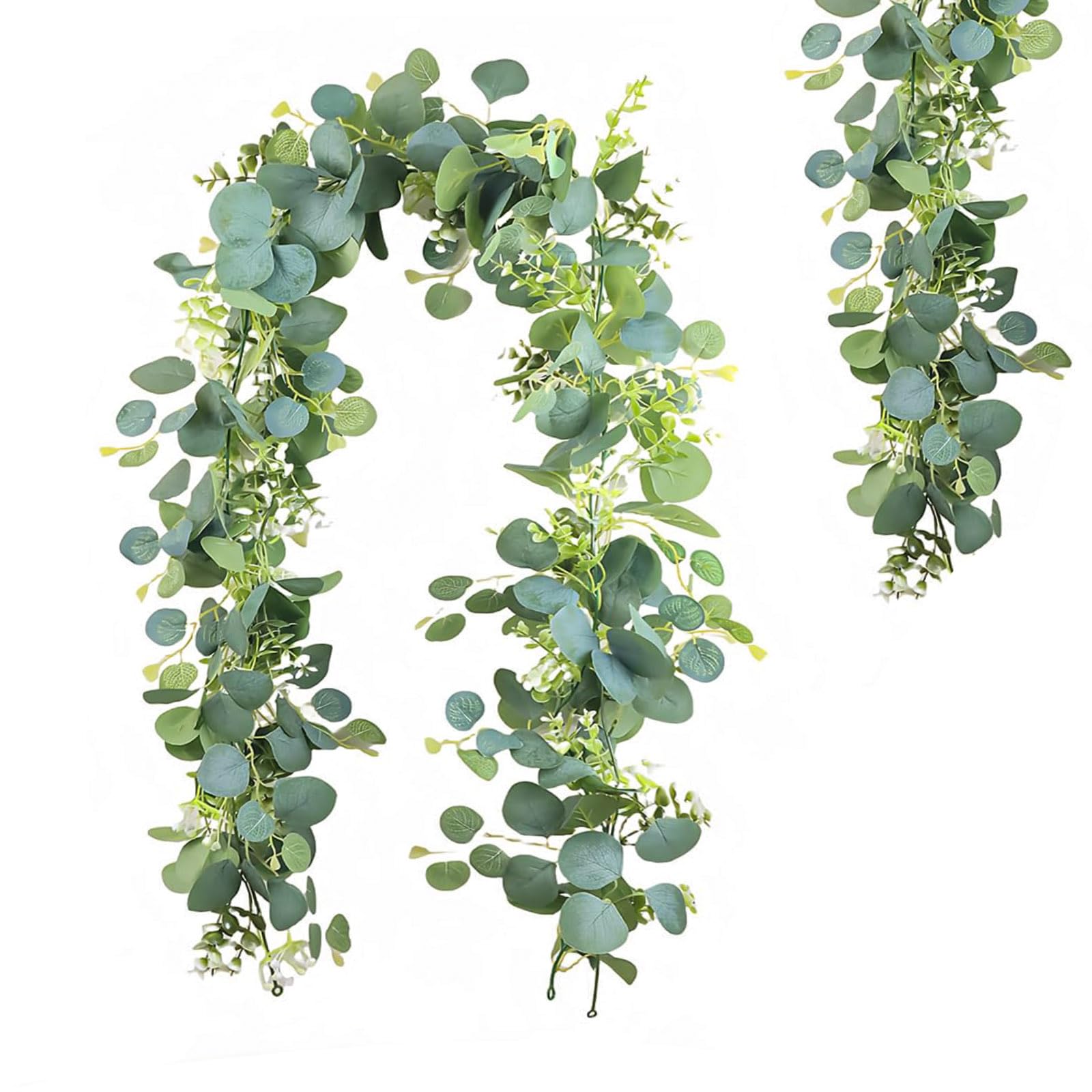 JOOTUEPO 1 Pcs Greenery Garland Artificial Eucalyptus Leaves, Fake Leaves Green Garland Artificial Foliage, Greenery Vines for Wedding Arch Backdrop Home Table Indoor Outdoor Arch Wall Decor