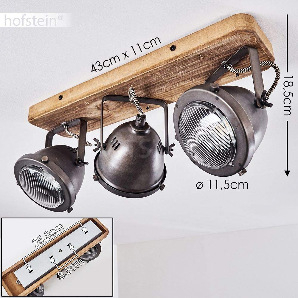 Lampada A Soffitto Glostrup Dimmerabile – 4 Luci Orientabili, Metallo/legno Marrone, Attacco GU10, Stile Moderno, Senza Lampadine