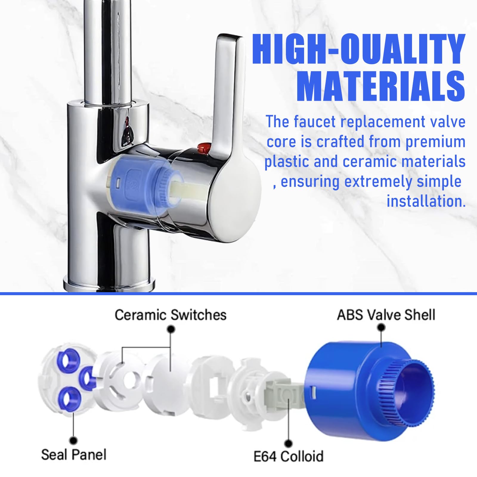 4 Piezas Cartucho de Cerámica para Grifo 35mm Cartuchos Grifos de Cerámica Fácil de Instalar Fuerte Resistente Cartucho Ceramico per Grifo para Reparación de Grifos Agua Cocina Ducha Lavabo
