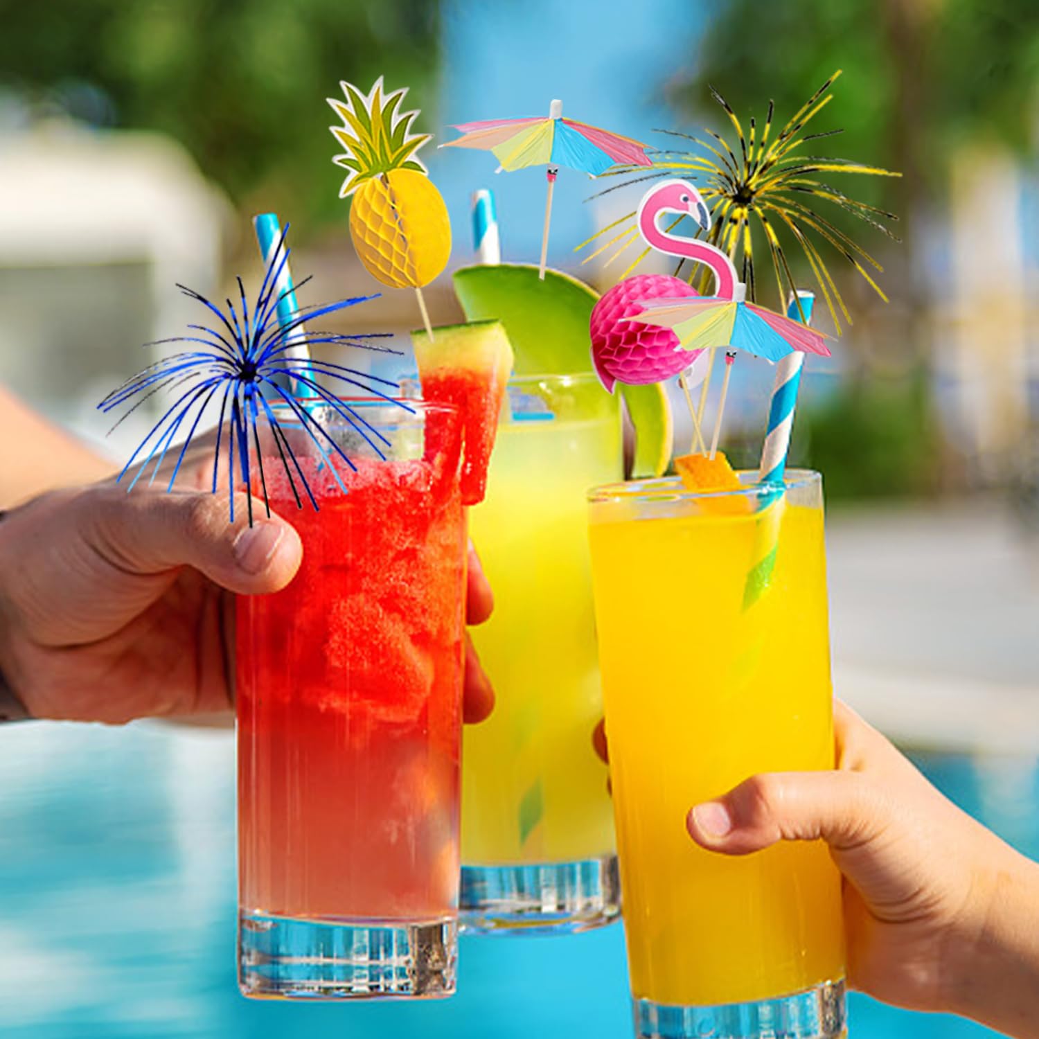Set Di Decorazioni Per Cocktail Da 100 Pezzi, Inserti Per Decorare Torte, Cannucce Per Feste Estive, Agitatori Per Cocktail