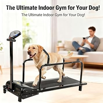 Dog Treadmill for Medium Dogs with Safety Fence, Quiet Motor, Adjustable Speeds, Indoor & Outdoor Running Machine, Pet Fitness for Dogs and Cats