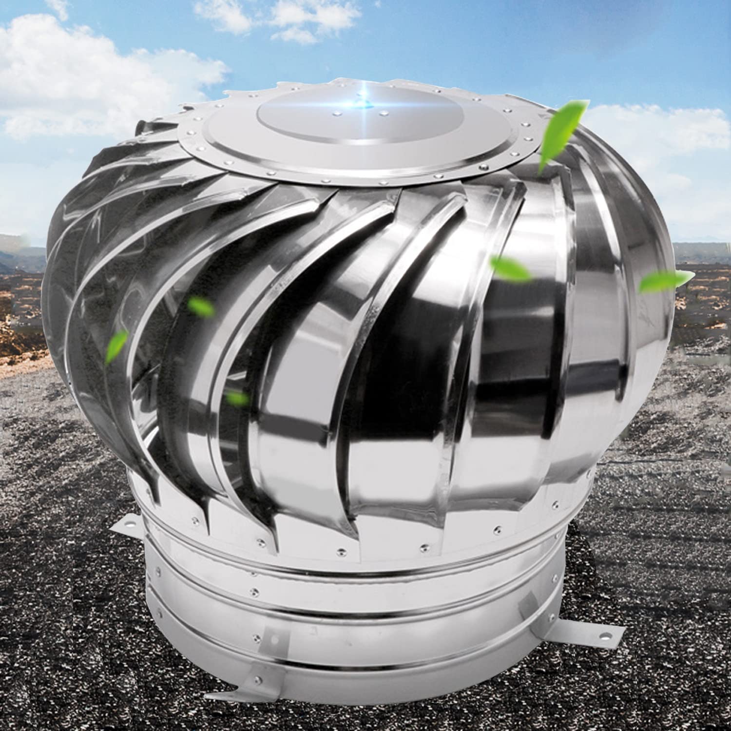 Chapeau de cheminée rotatif haut de gamme en acier inoxydable 350mm