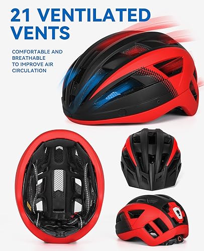 Miniatura 4 de Casco de bicicleta para adultos con visera y gafas para hombres y mujeres, casco de bicicleta de carretera de montaña, casco de ciclismo recargable