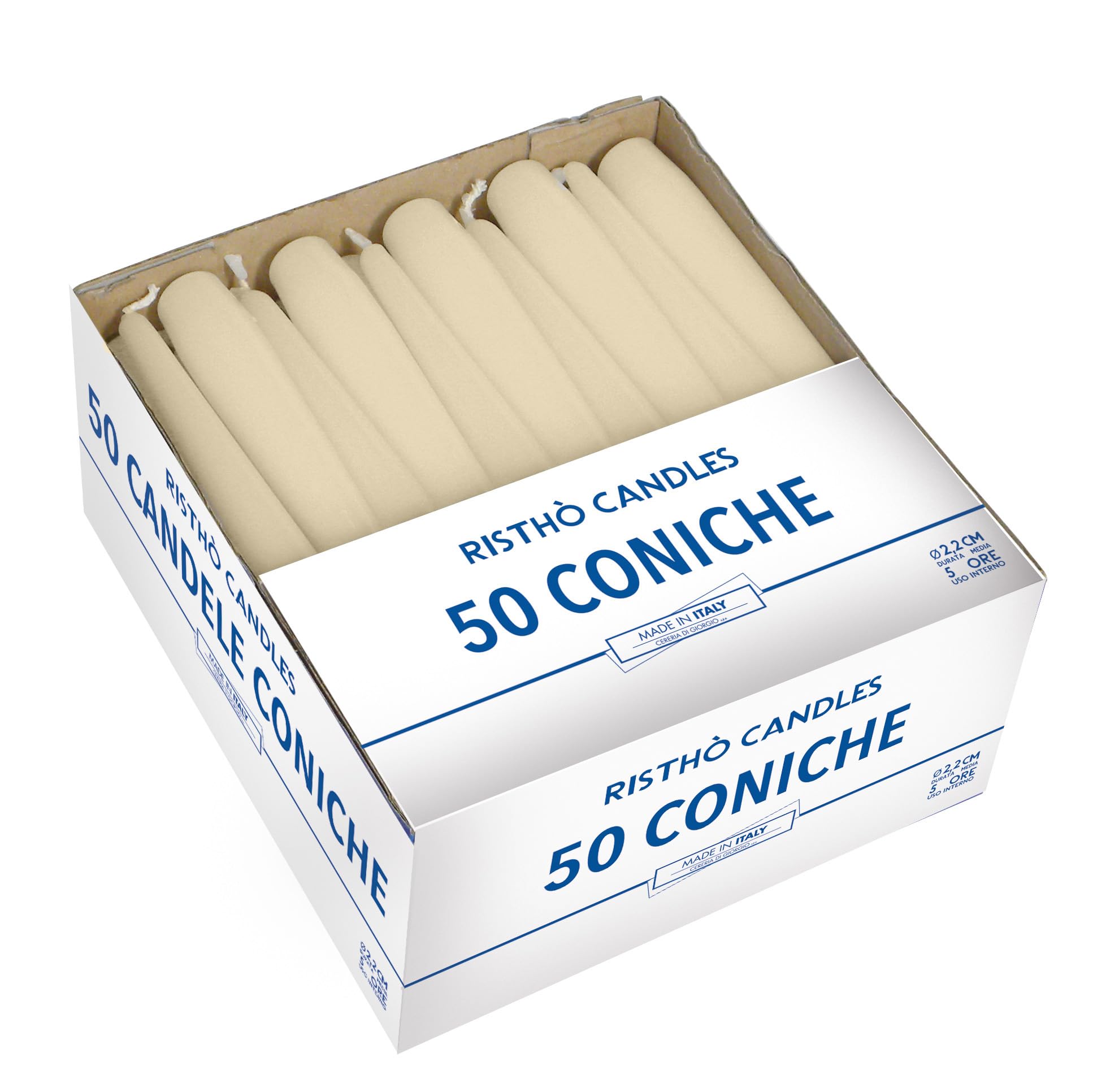 CERERIA di Giorgio risthò Cone for Candlestick, Wax Candles, Ivory, 2.2 X 25 CM