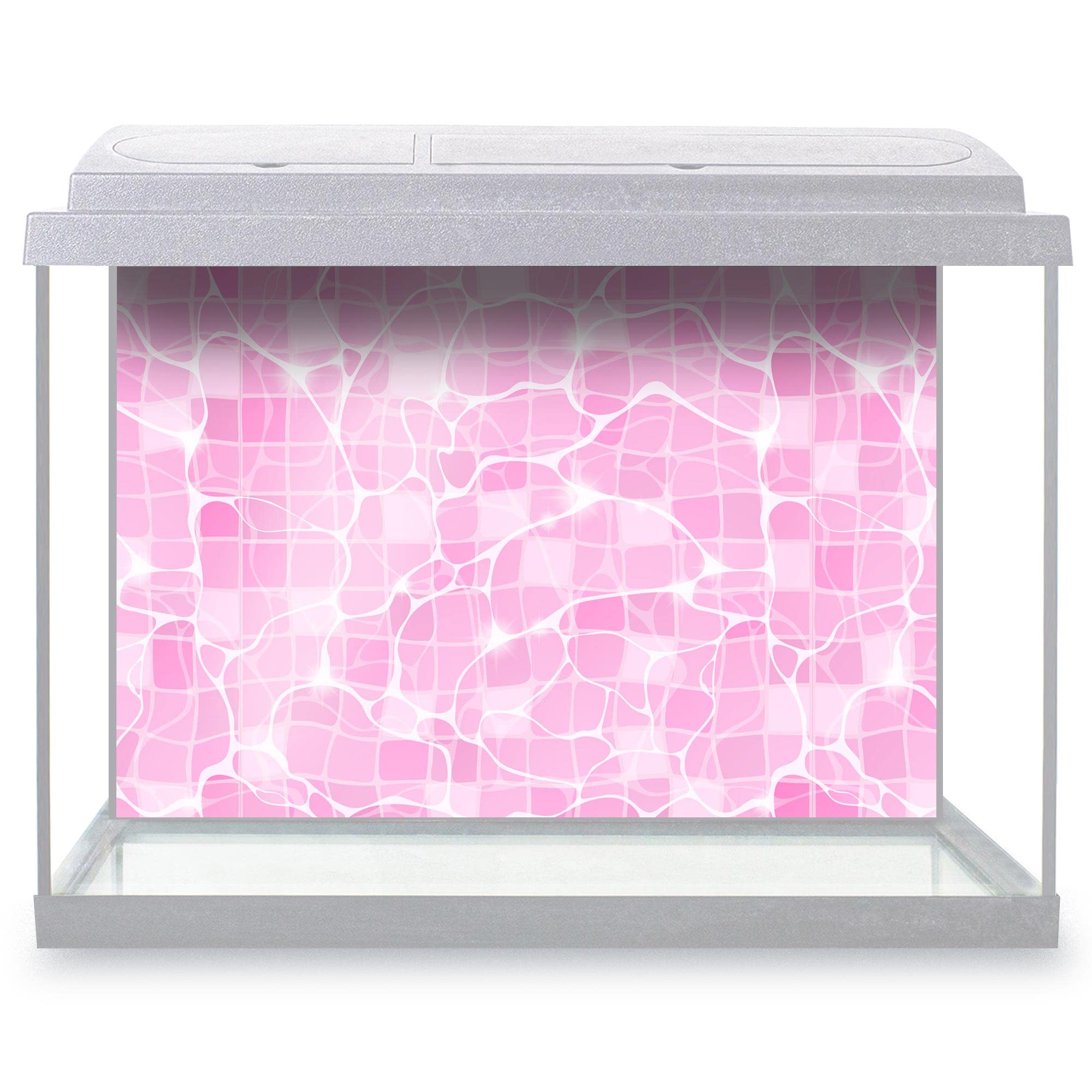 DV DESIGN Aquarium Fish Tank Background 32x21 cm - Water Pink Aqua Surface Transparent Liquid Texture Sun Rays Light Static Cling Vinyl Vivarium Terrarium External Application #500134