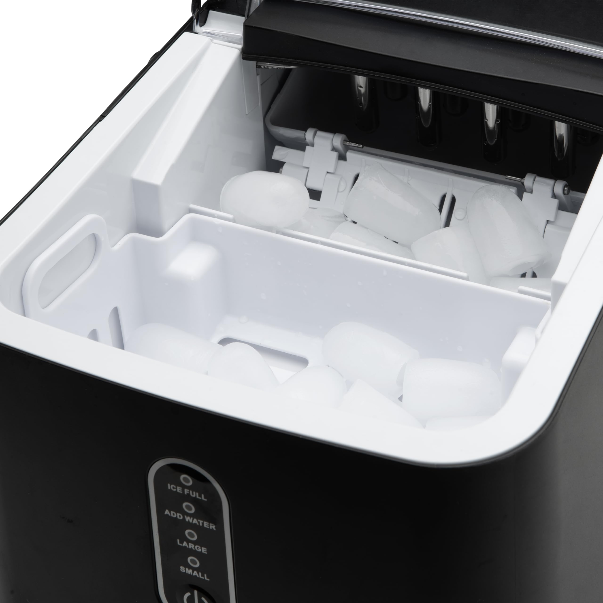 MHH 1200 Máquina de Hacer Hielo, 12 Kg/24H, 8 Cubitos Tipo Bala Cada 6-8 Min, 2 Tamaños de Hielo, Autolimpieza, Silenciosa, Depósito 1L, Compacta, Asa de Transporte, 120W
