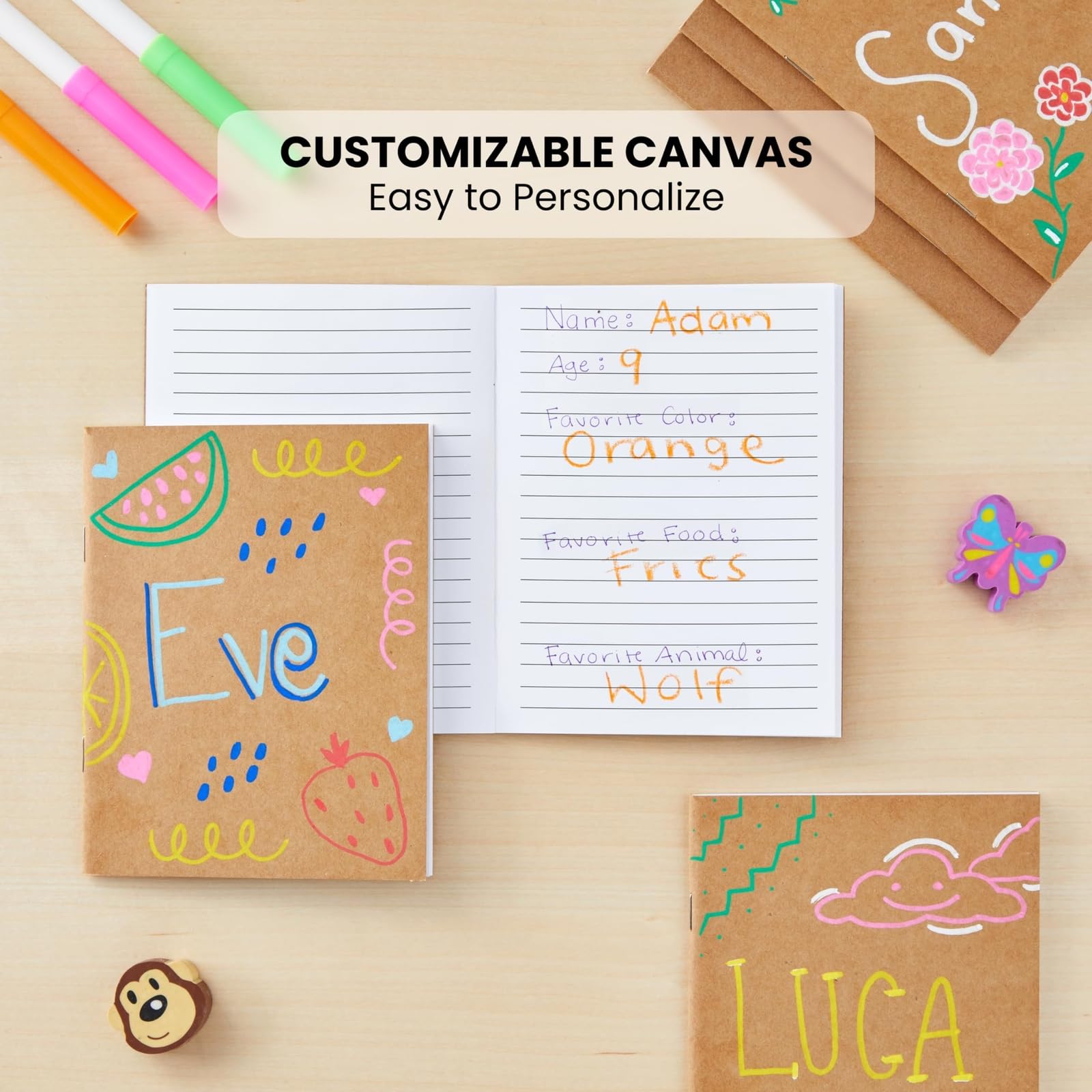 Lot de 48 petits carnets lignés en vrac – Couverture en papier kraft, 10,9 x 14,2 cm