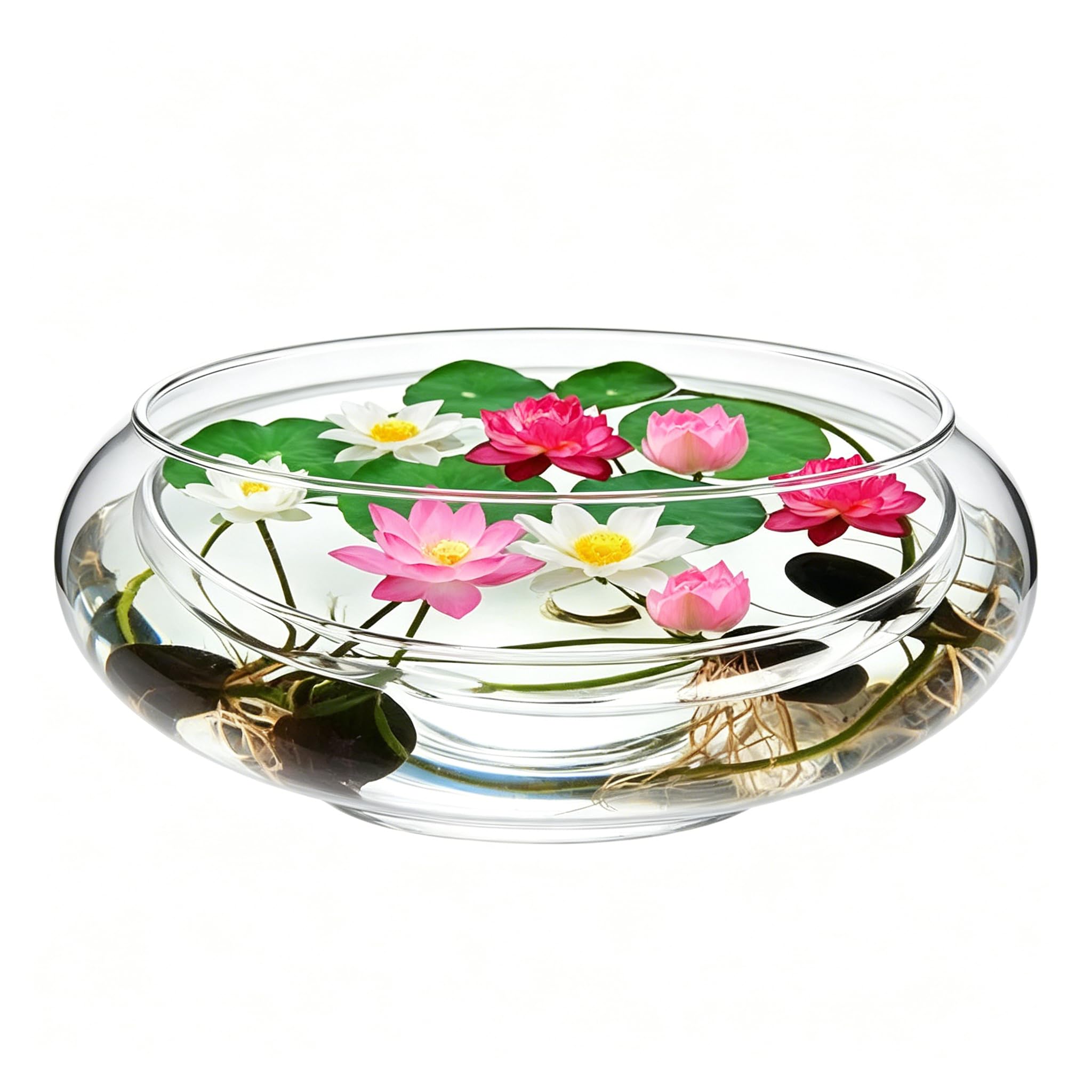 Alipis Betta Tank Glass Planter Bowl Terrarium Succulent Planter Air Plant Hydroponic Display Floating Candles Decorative Centerpiece Floral Container Home Decor L Round Fish Bowl