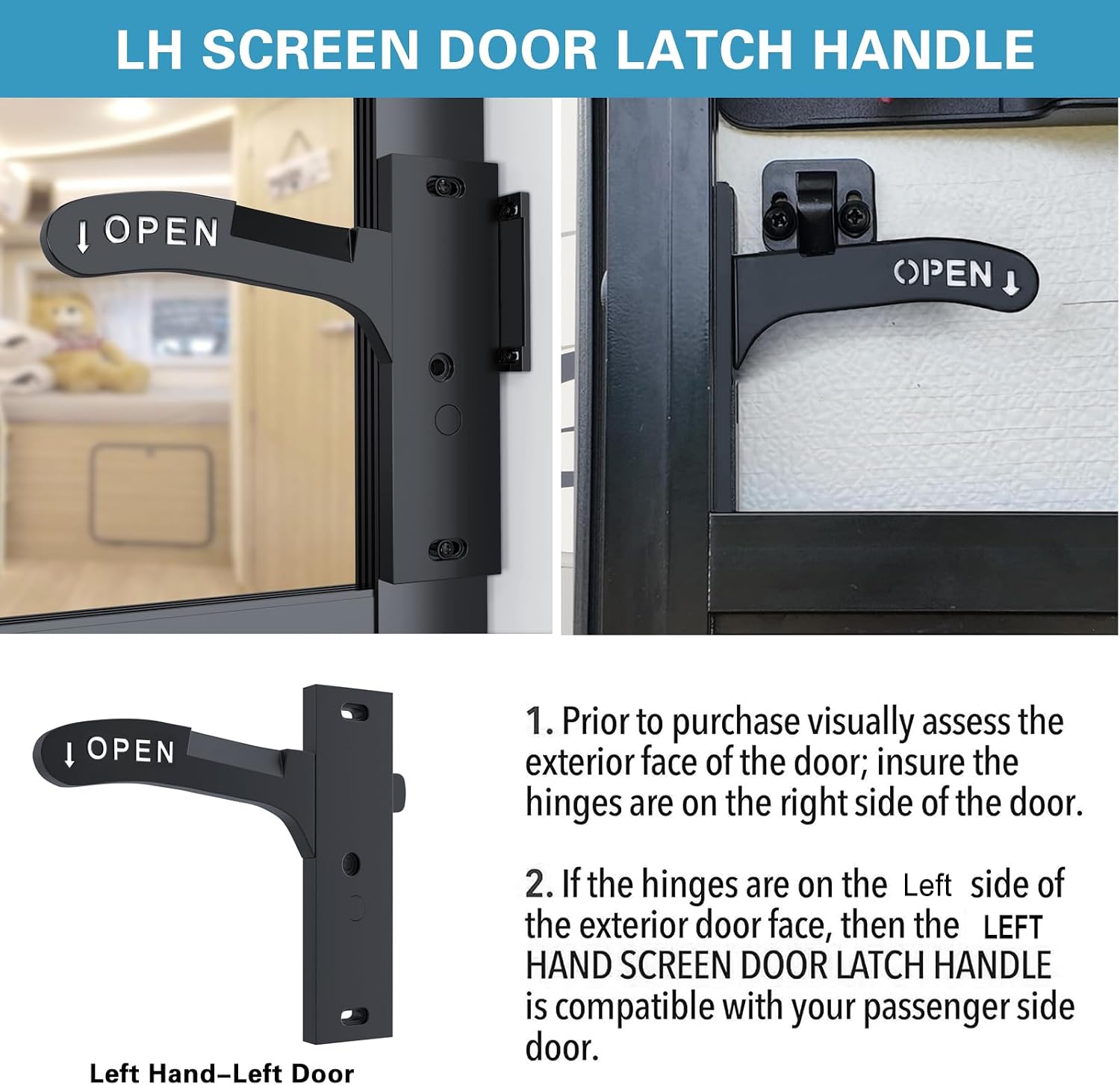 RV Screen Door Latch (Left Hand) Universal Handle Replacement Kit image 5