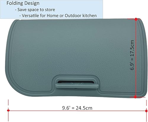 Miniatura 7 de Tabla de cortar de silicona gruesa de doble cara hecha en Corea, 14.3 x 9.7 pulgadas, diseño plegable, mango de agarre para goteo apto para
