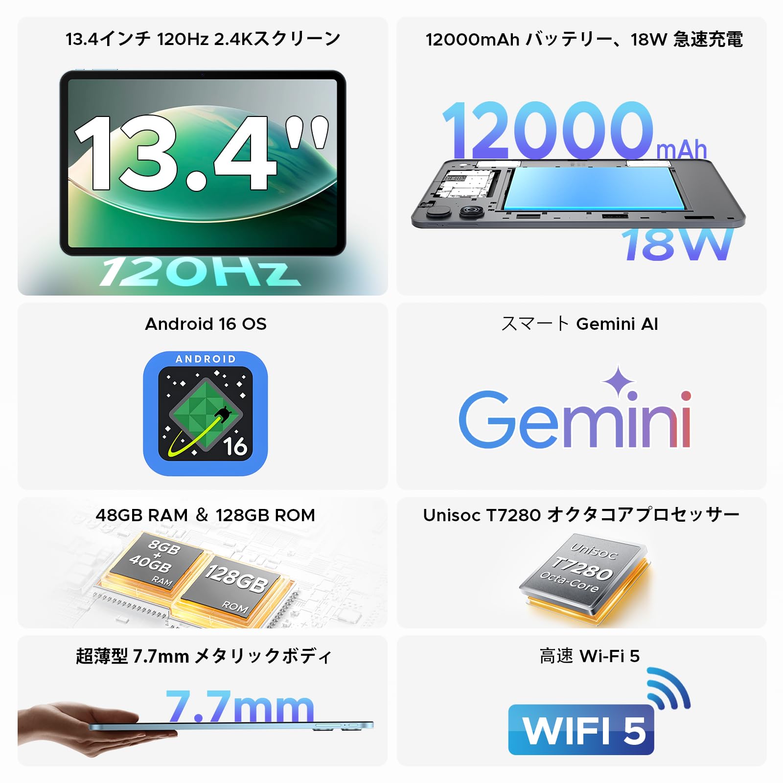 Amazon.co.jp: 【2026新登場 Android16 タブレット 13インチFHD+大画面