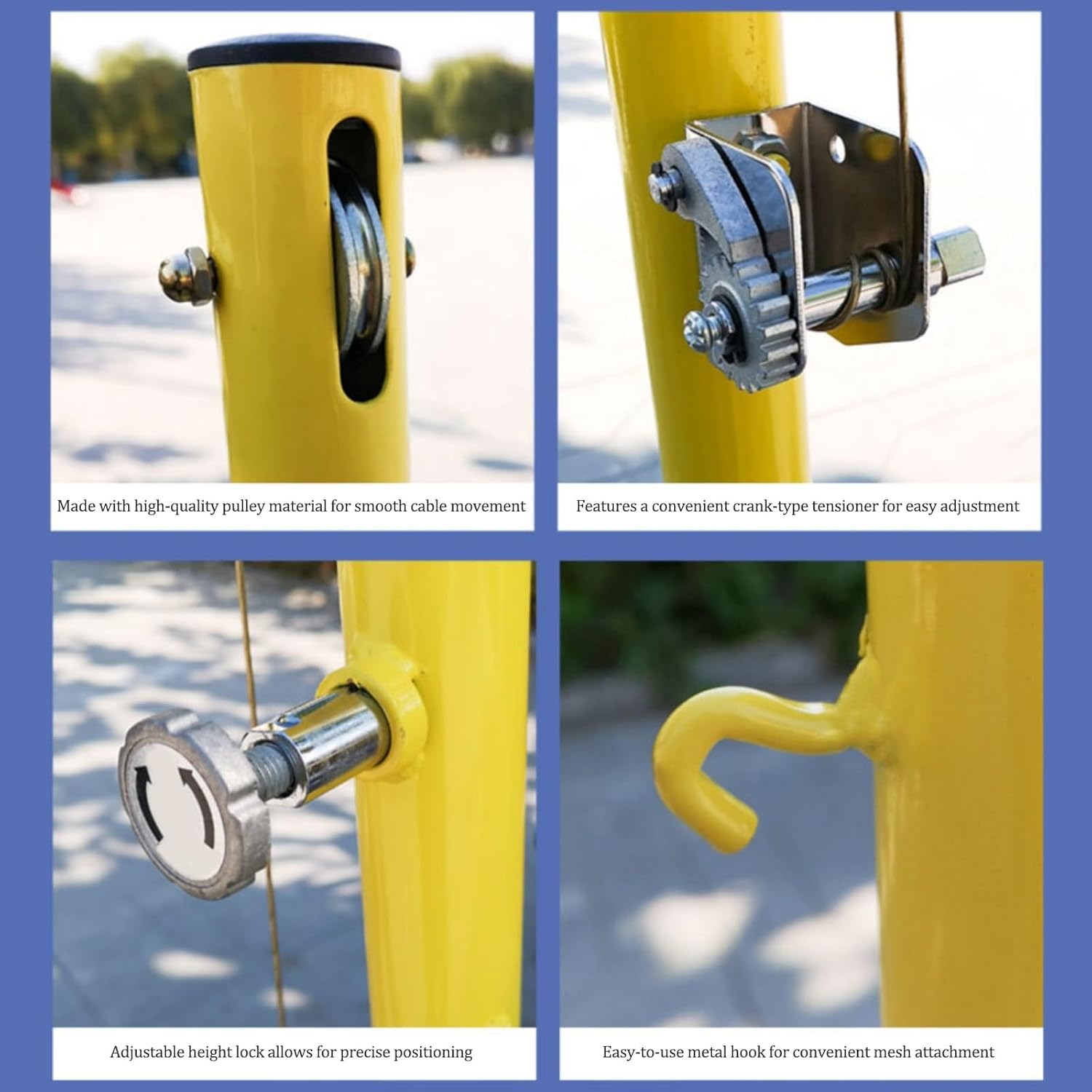 HARELA Badminton/Volleyball Poles for Backyard, with Volleyball Net/Badminton Net, Adjustable 4 Heights of 5.1ft-6.9ft with Wheels, for Adults Kids Stadium