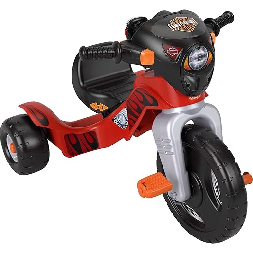 Fisher-Price Harley Davidson Toddler Tricycle Ride-On Preschool Toy, Lights & Sounds Trike with Adjustable Seat, Large