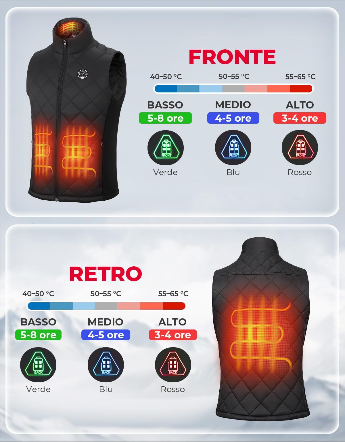 KEMIMOTO Gilet Riscaldato Donna, Elettrico Gilet Riscaldato con Telecomando APP, Giubbotti Riscaldati con Batteria da 10000 mAh per Sci, Escursionismo, Campeggio e Attività all'aperto