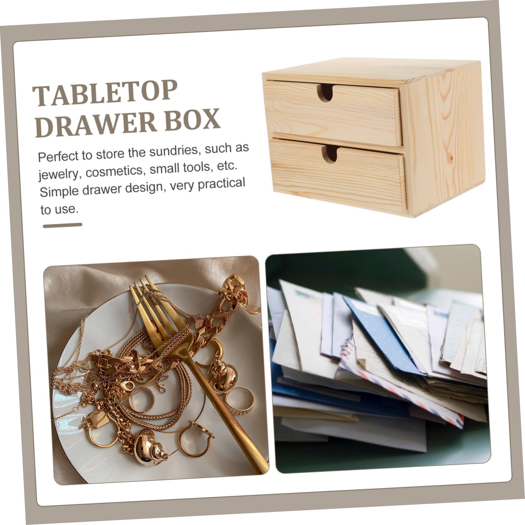BESTYASH Schreibtisch Organizer aus Holz mit Schubladen Aufbewahrungsbox für Schreibtisch Schmuckschublade für Kleinigkeiten Holzbox für Schreibwaren