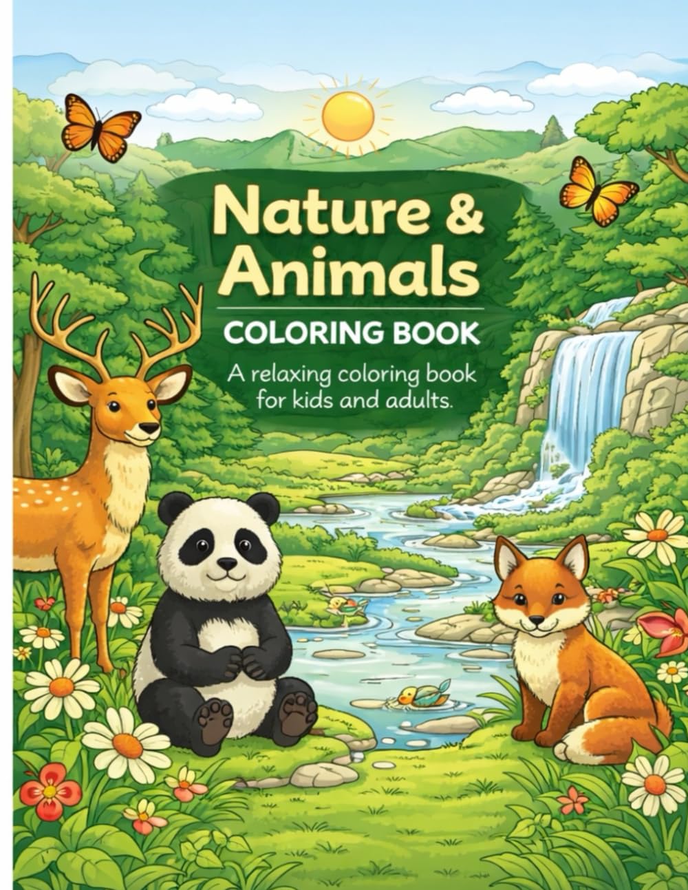 Nature & Animals Coloring Book: A relaxing coloring book for kids and adults