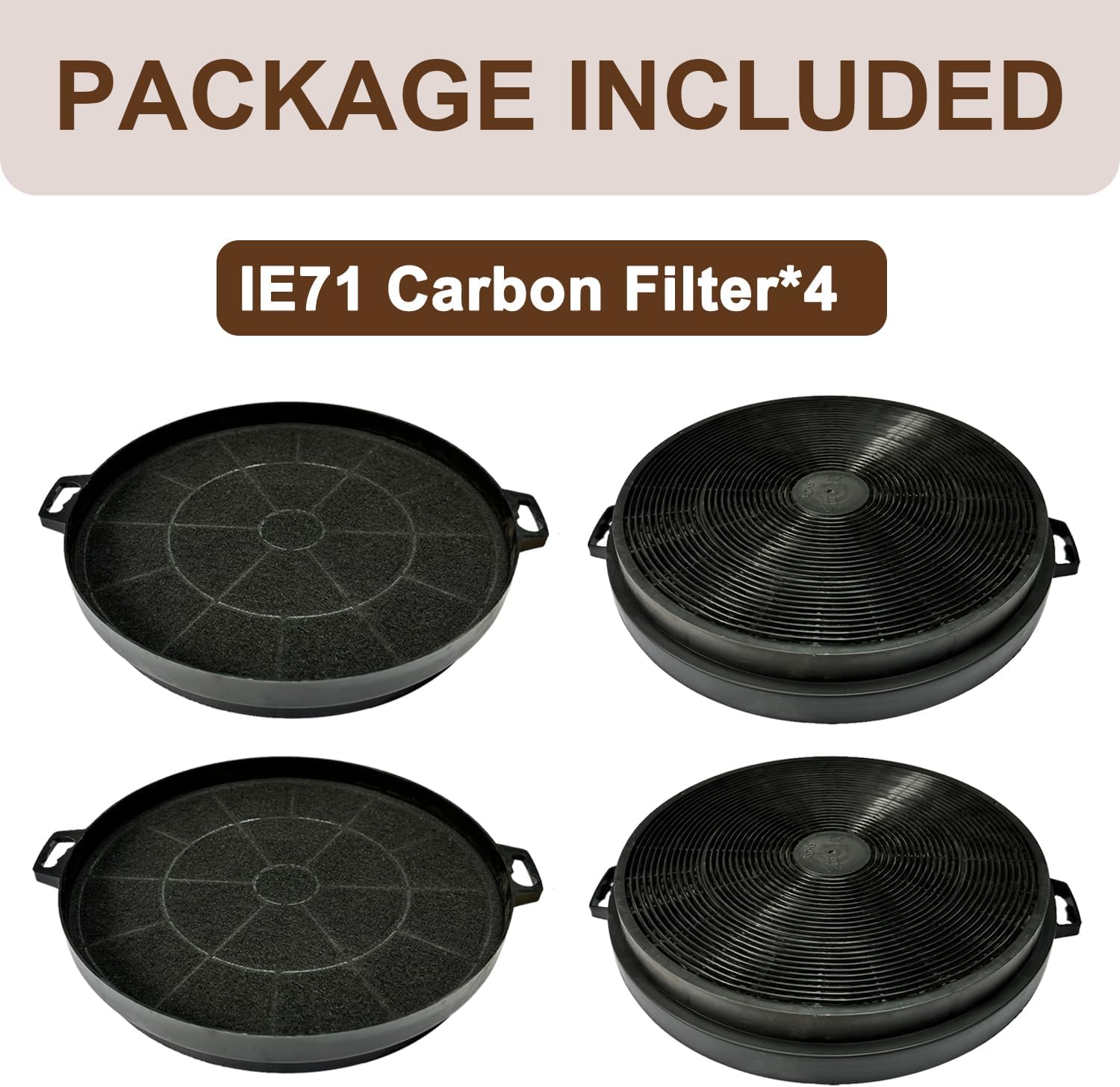 4 Pack Charcoal Filters Compatible with MCBON IE71-BLACK, TE77, SOONYE SOP05-30/36, SOP06-30, SOT02-30, Zline and AKDY Range Hood. Compare to Part # CF01, CF001, CF0003, CF0006, IE71