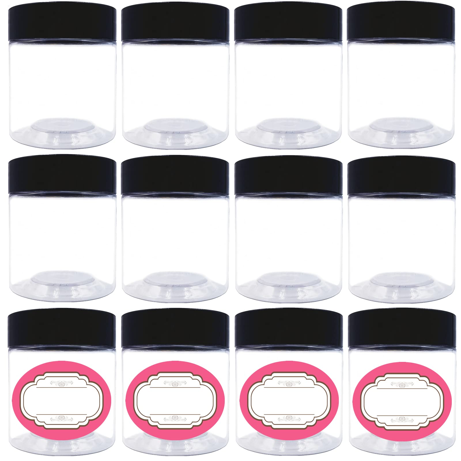 Amazon.com: 12 Pack 6 oz Plastic Jars with lids,Wide-mouth Clear ...