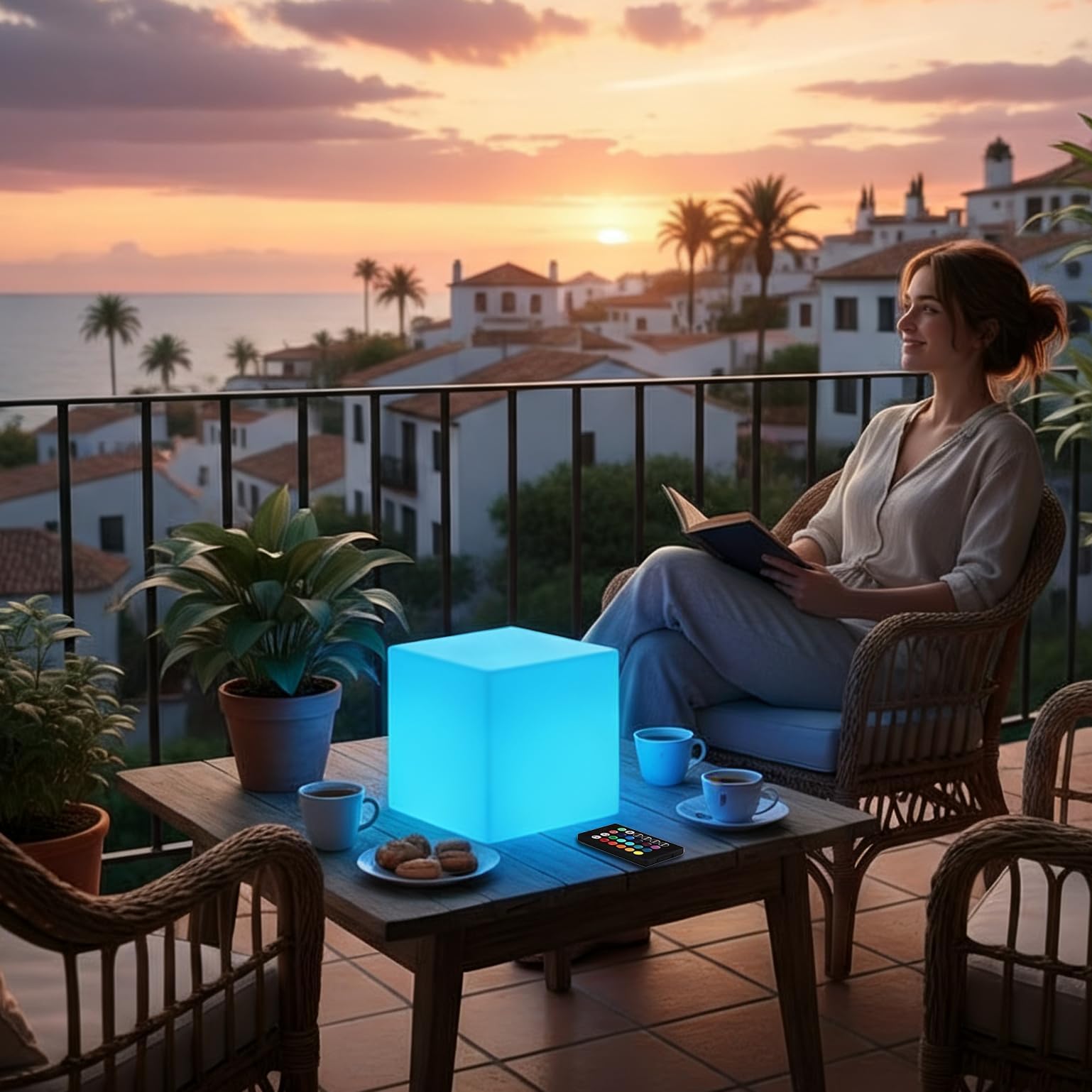 Amazon.co.jp: 8インチソーラーキューブライト屋外防水、16色発光