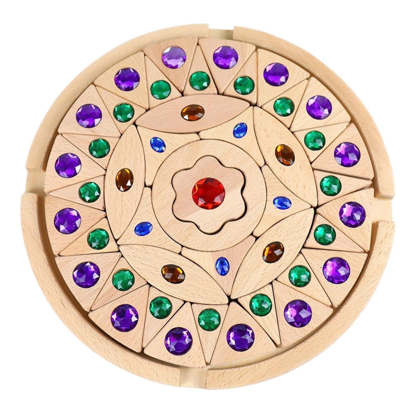 Bloques De Gemas Para Niños Apilamiento educativo creativo de madera | Bloques Apilables Arcoíris Para Desarrollo Temprano Creatividad Aprendizaje Preescolar Motricidad Fina Clasificació
