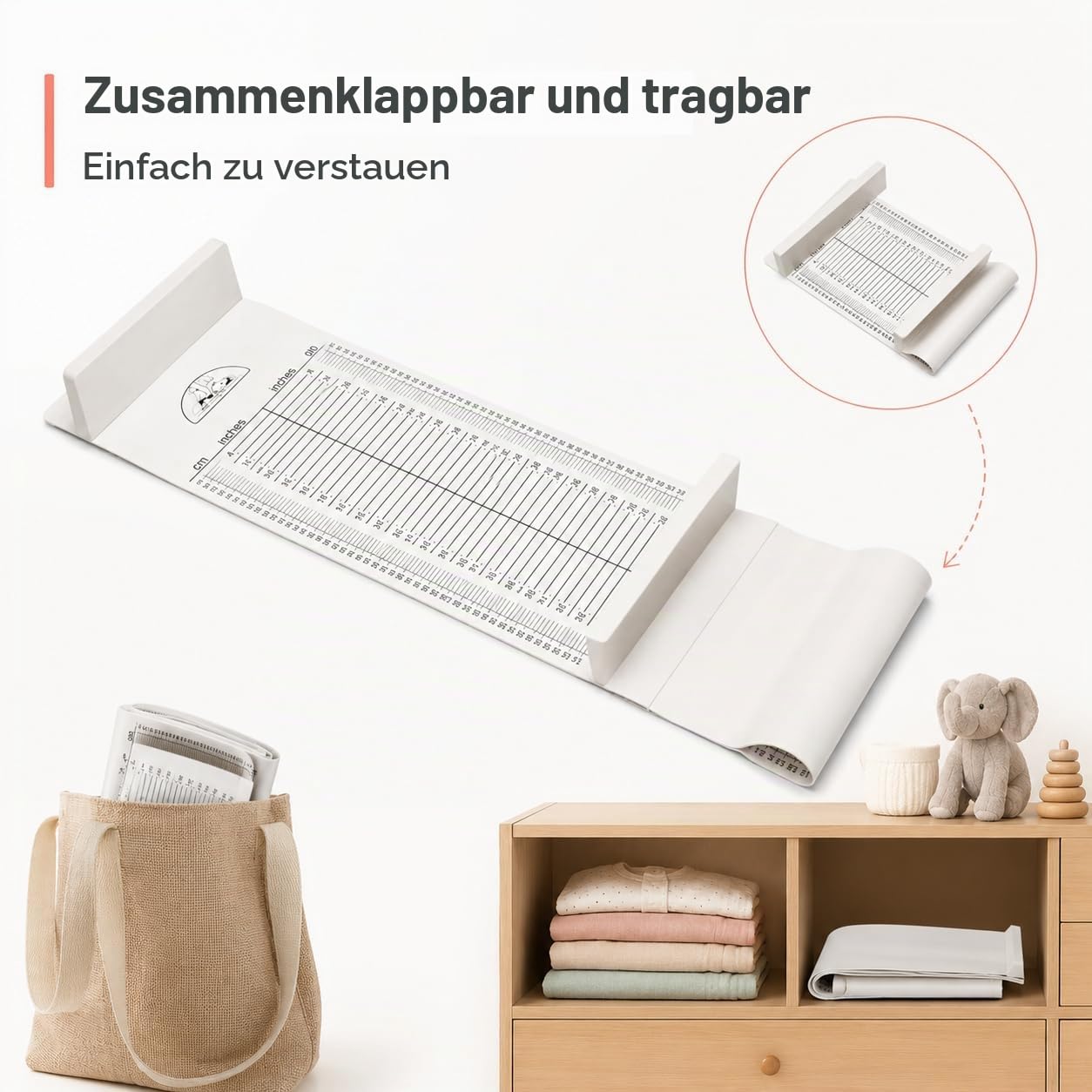 Medarchitect Messmatte für Baby Infantometer Höhenlineal, Kleinkind Baby Wachstumslineal Hautfreundlich Waschbar Infantometer Messlatte Babies, Kleinkinder, Genaue Messung – Weiß