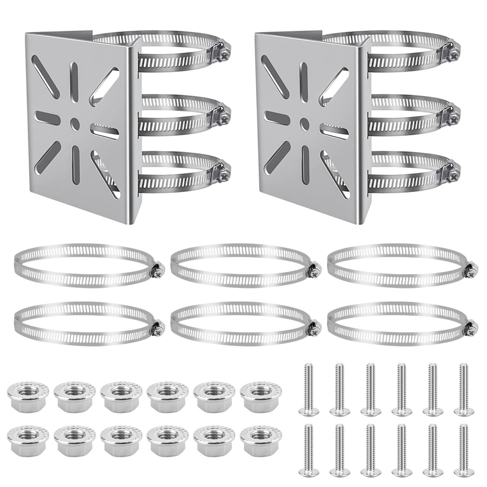 2 Stück Masthalterung für Überwachungskameras, vertikale Universelle Masthalterung Kamera Rohrhalterung, Edelstahl 3 Schlaufen Universal Eckhalterung für Überwachungskamera Outdoor CCTV-Kameras