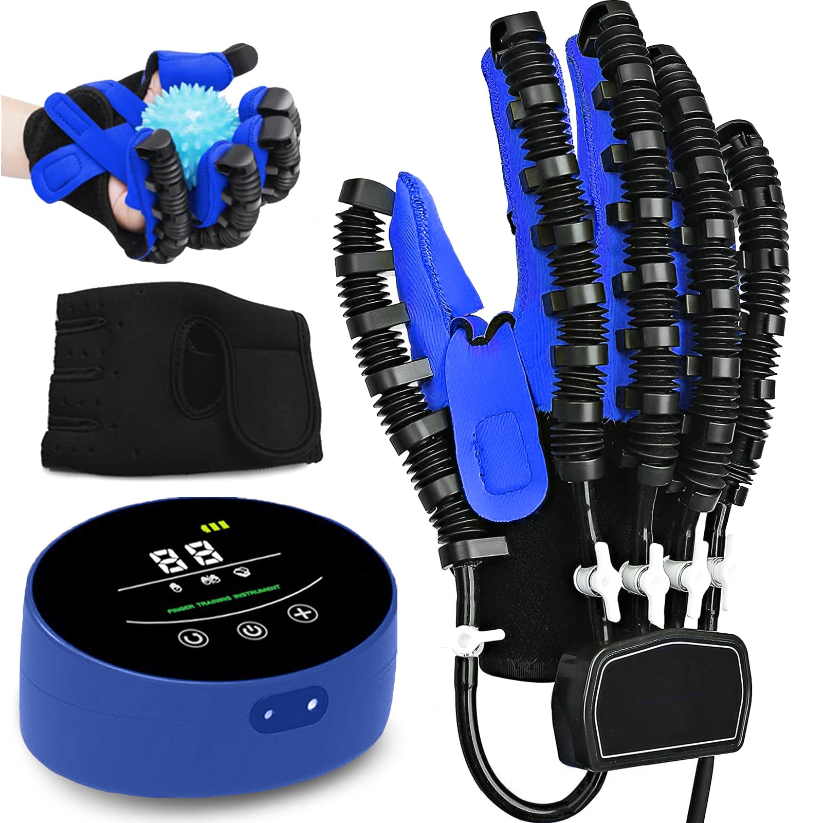 Guante Rehabilitación Robot, Guantes Rehabilitación Dedos Ictus, Dispositivo Recuperación Función Mano, Equipo Recuperación Mano(Size:Mano Derecha XXL,Color:Azul)