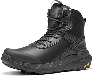 Men's Waterproof Military Tactical Hiking Work Boots Leather Motorcycle Combat Lightweight Non-Slip Boots for Men 8 Inches