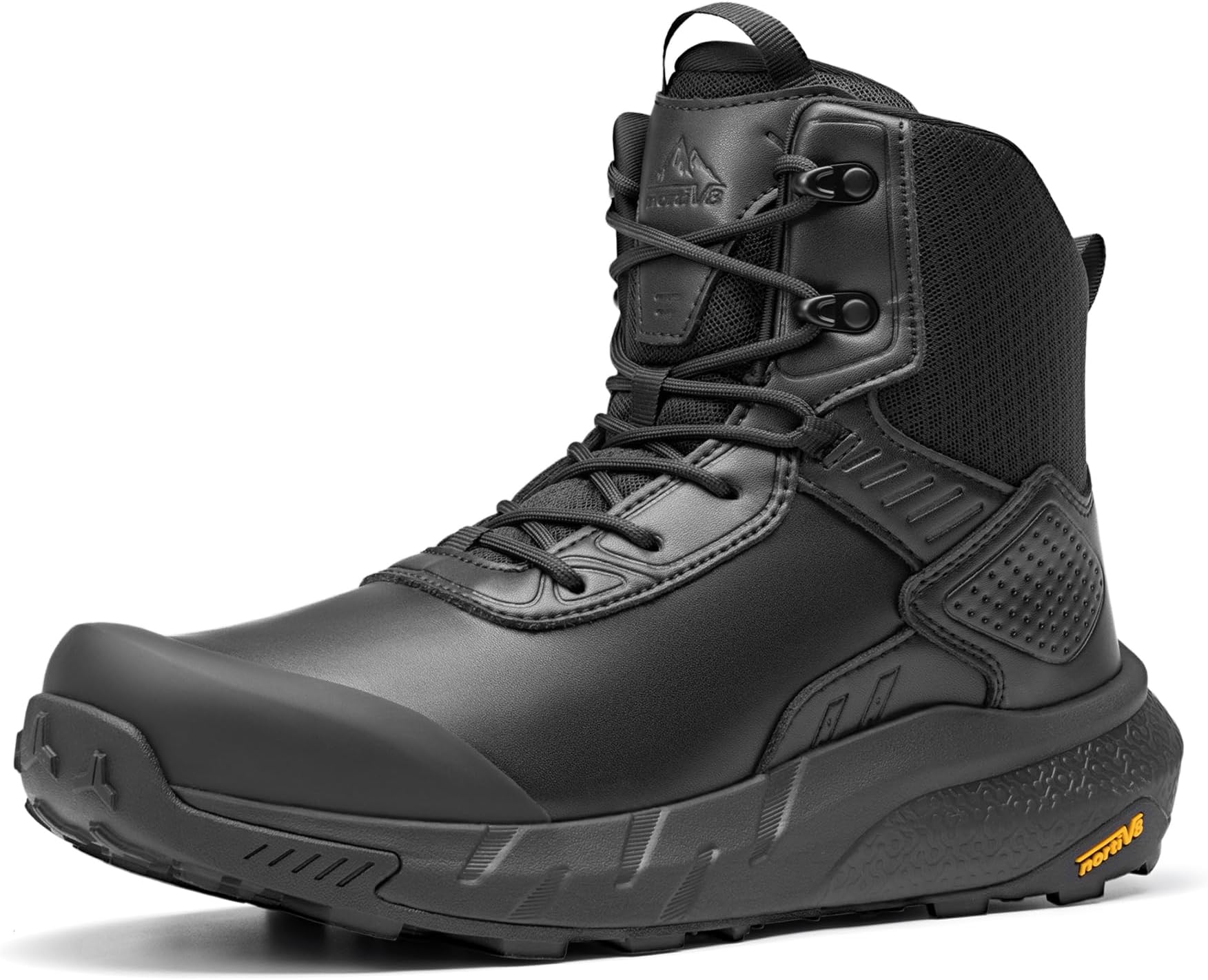 NORTIV 8 Men's Waterproof Military Tactical Hiking Work Boots Leather Motorcycle Combat Lightweight Non-Slip Boots for Men 8 Inches