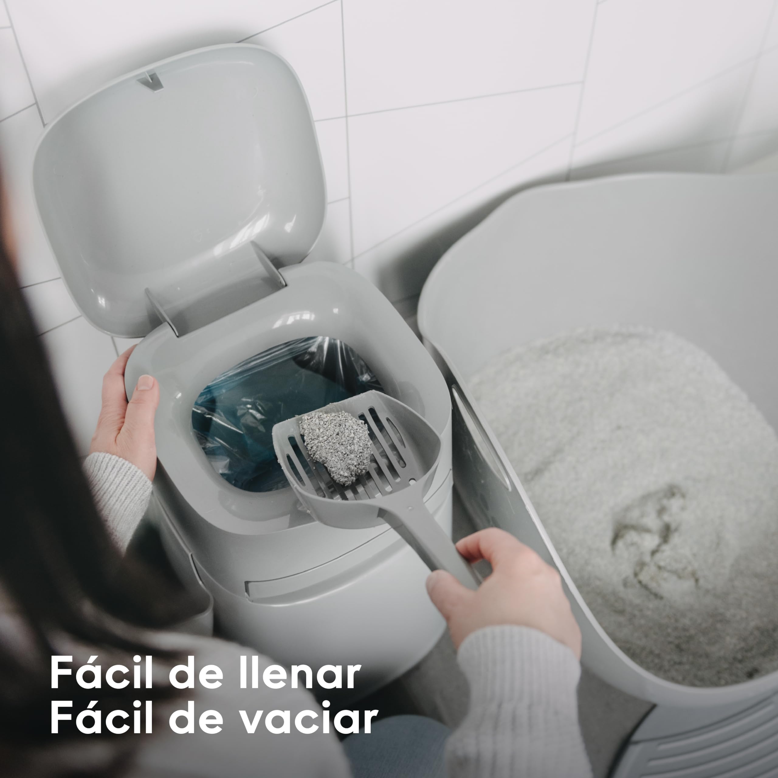Litter Genie Easy Roll Pail, Sistema de eliminación de Arena para Gatos, Control de olores definitivo, Limpieza sin Esfuerzo, Incluye 1 Recambio con 12 Bolsas (3 Meses)