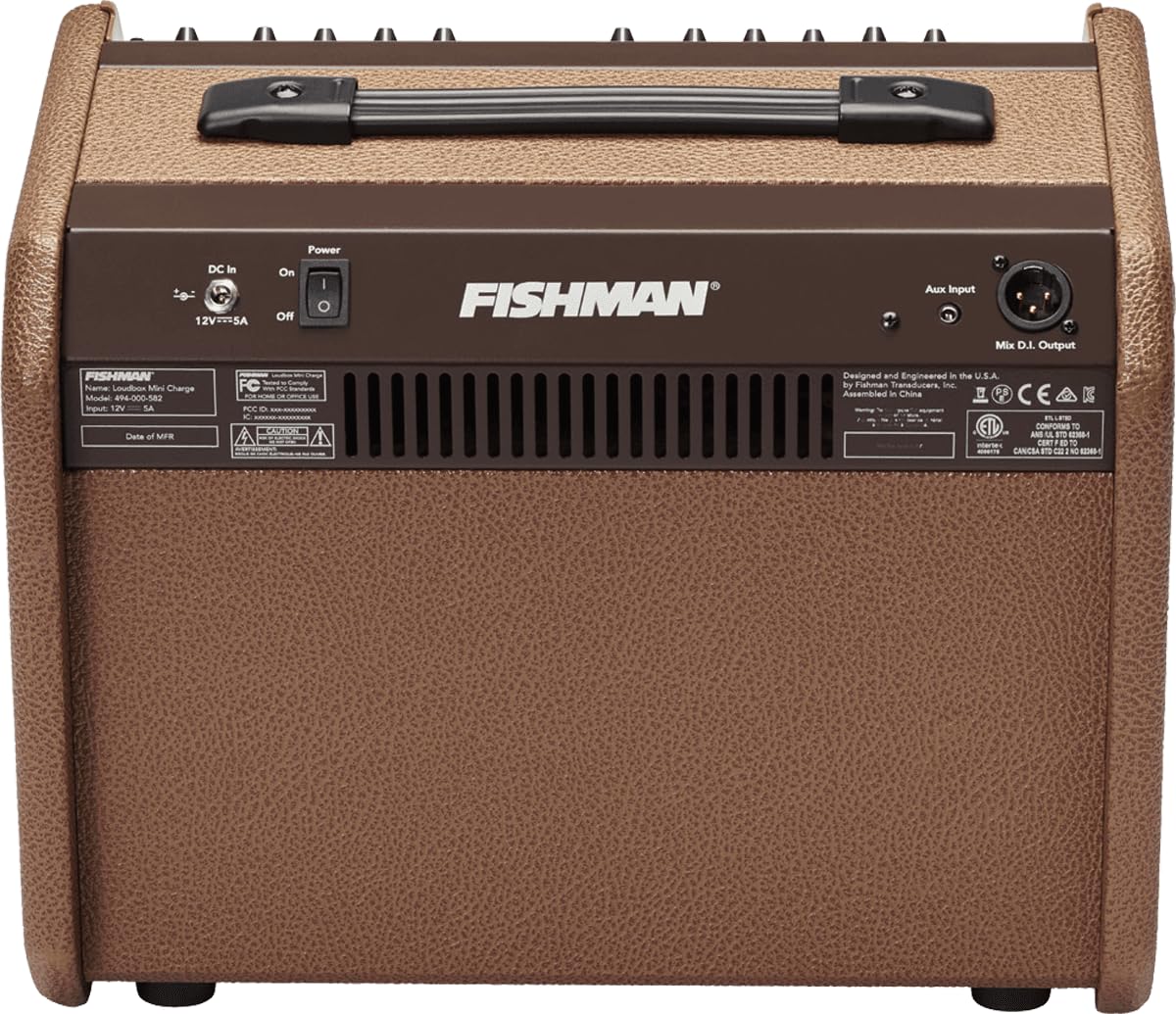 Fishman Loudbox Mini Charge da 60 W, Amplificatore per chitarra acustica Bluetooth a batteria, Marrone