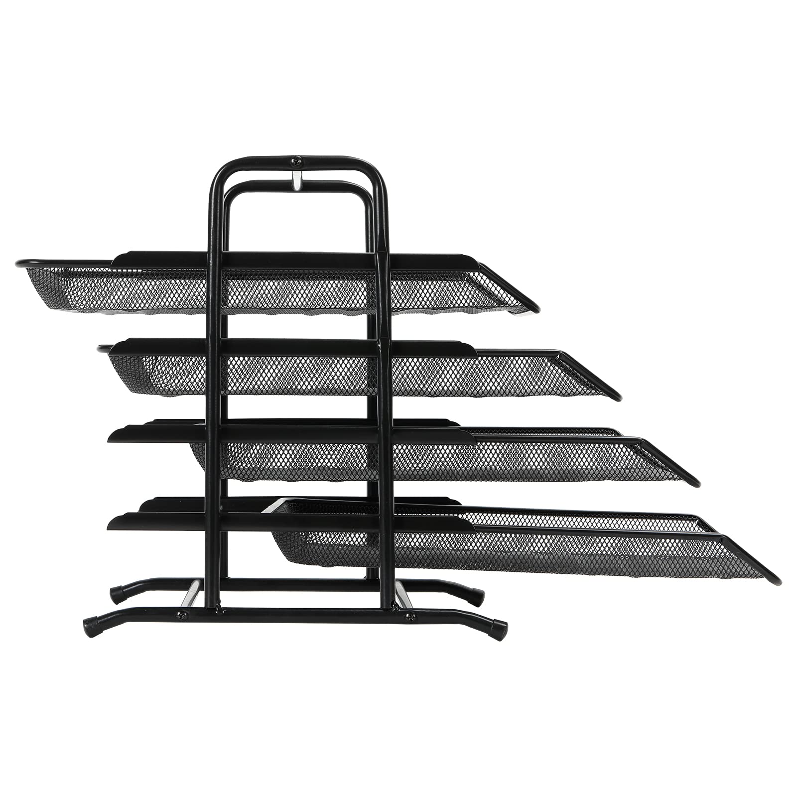EasyPAG 4 Niveles Metal Malla Oficina A4 Escritorio Bandeja Documento Soporte Archivos Organizador Revistero Almacenamiento Papeles Clasificador Carta Estante Folios,Negro