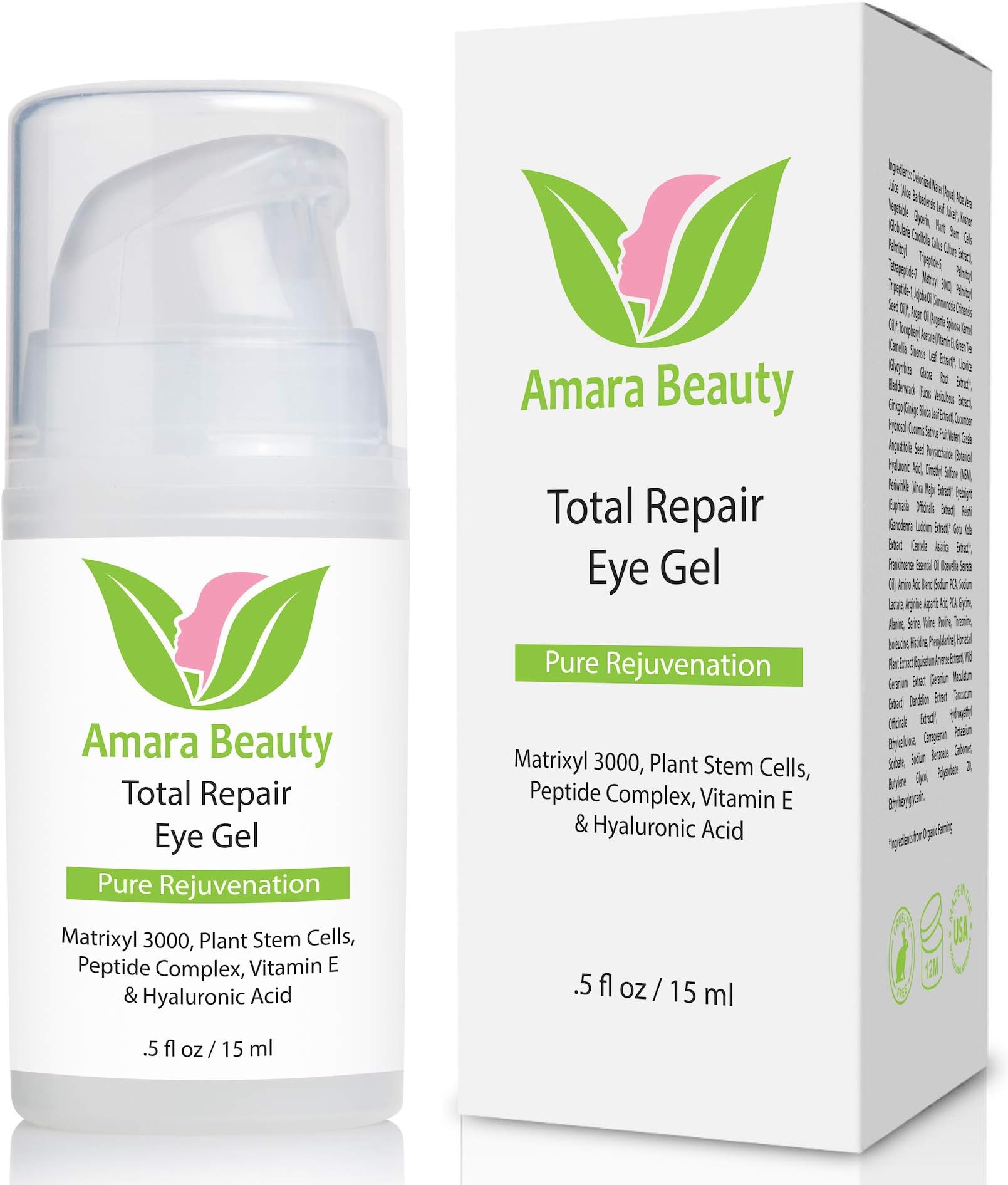 Eye Cream Gel for Dark Circles and Puffiness with Peptides & Hyaluronic Acid, 0.5 fl. oz.