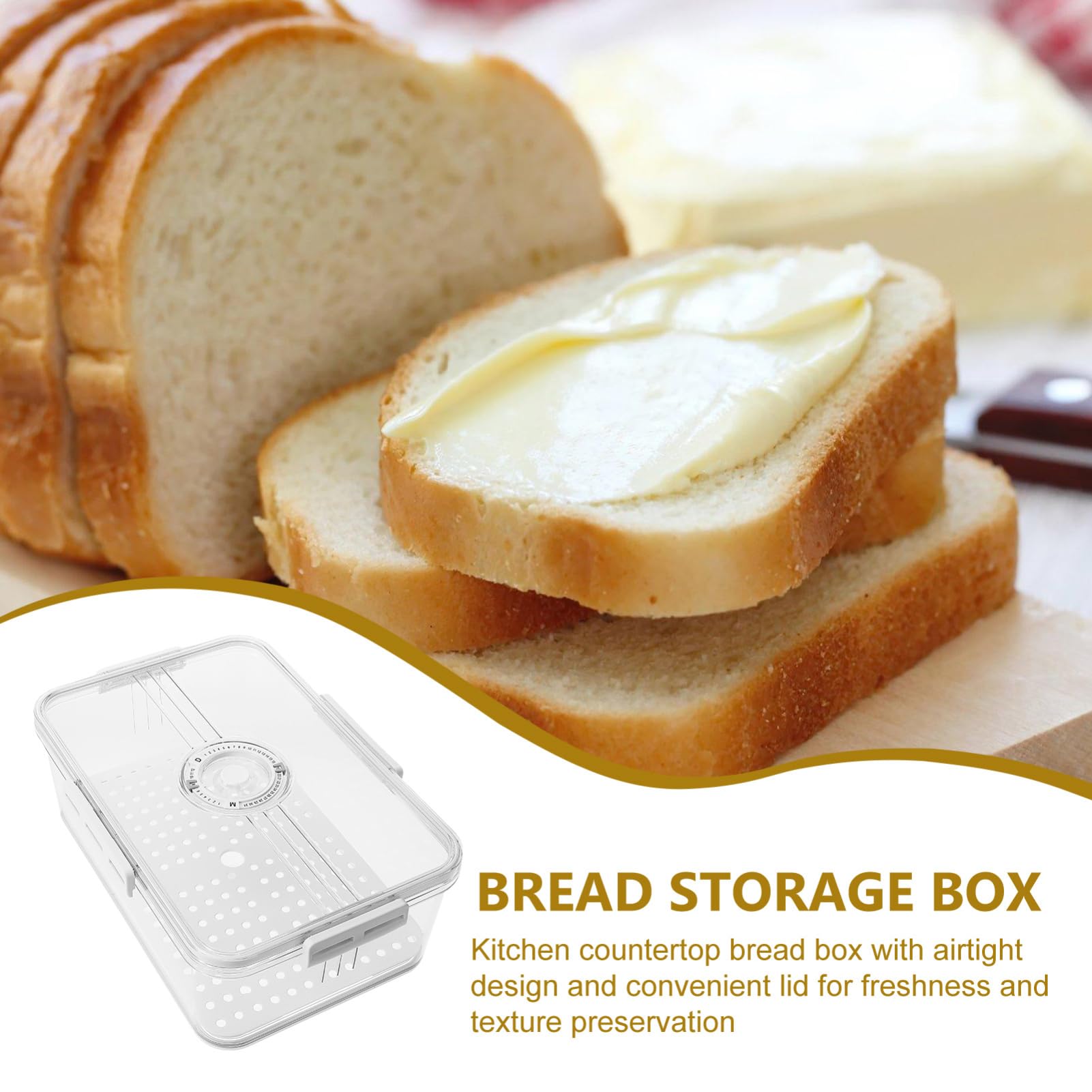 Brotkasten Kunststoff Zeiterfassung für Selbstgebackenes Brot Xxl Luftdicht mit Deckel Frischebox und Küchenarbeitsplatte