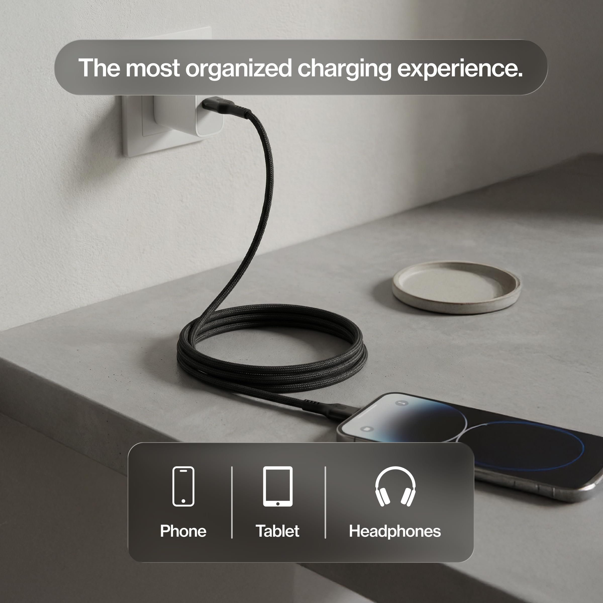 Statik MagStack USB A na USB C spiralny magnetyczny kabel do ładowania, 27 W | Nylonowy oplot nieplączący się, magnetyczne spoiling, transfer danych, kompatybilny z iPhone i Android, 3FT czarny, 3-pak