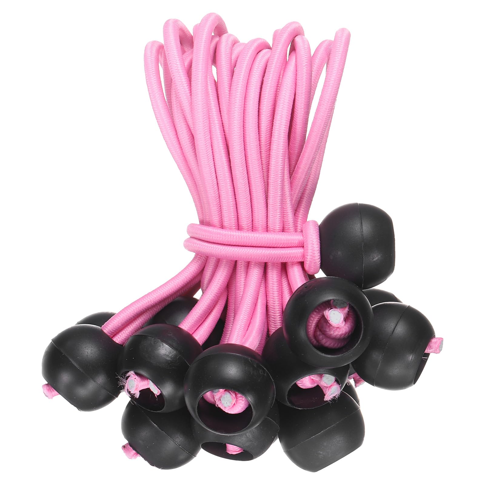 Cordones elásticos de 4 pulgadas con bolas elásticas para sujeción de lonas rosa y negro