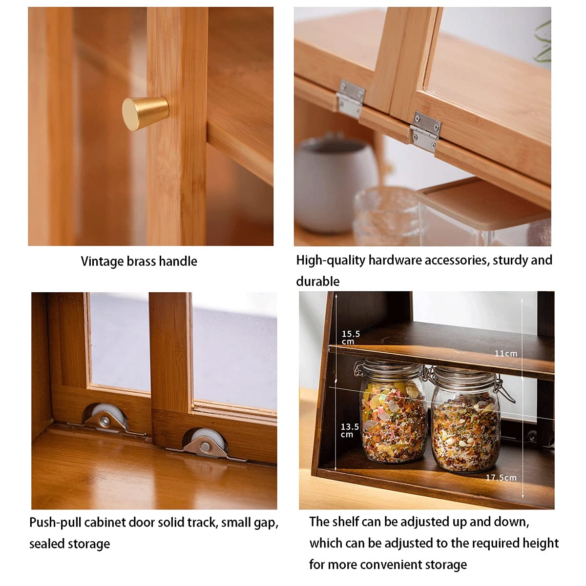 Vitrina para Pasteles y Galletas de 60 cm (23,62 Pulgadas), Estante para Juegos de té de Oficina, Armario de mostrador de 2 Niveles, Mesa Auxiliar para Pan, aparador, Mueble de café con Puertas Corre