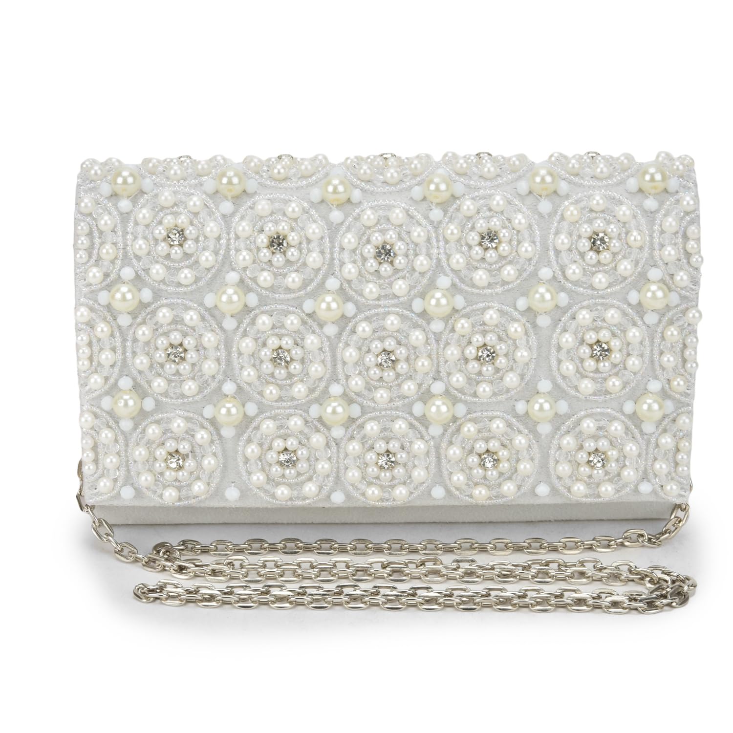 jazma life womens clutch bag Daisy wedding, dinner, party purse(Off-White)-picture-10