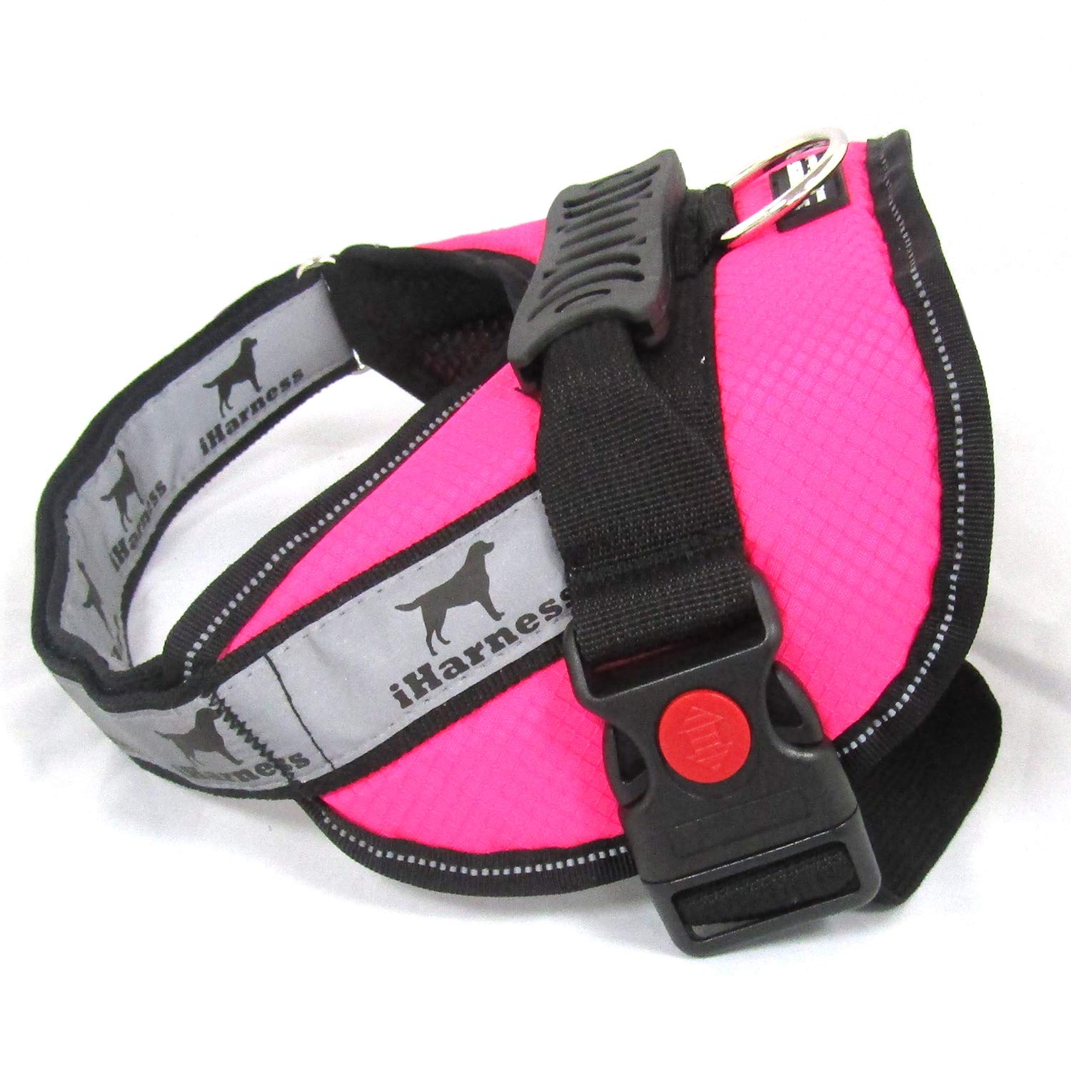 Adjustable Dog Harness with Soft Breathable Padding (M-L, Fuchsia Pink)