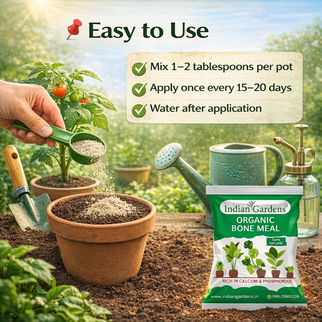 Indian Gardens - Bone Meal Powder 100% Organic Plant fertilizer | Rich in Calcium and Phosphorus | Plant Fertilizer | Home Gardening (500 Grams) 1