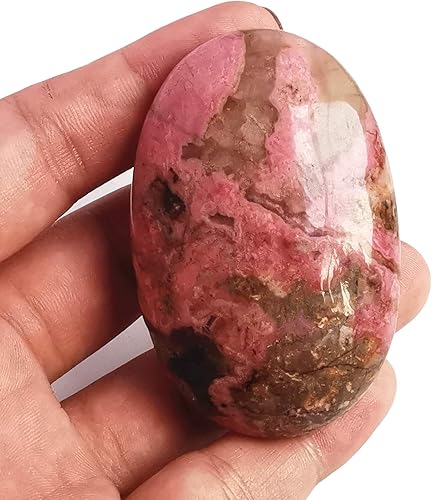 Miniatura 2 de Rodonita natural ovalada, bolsillo de palma curativa, cristal curativo, spa, piedra energética, cristales y piedras curativas