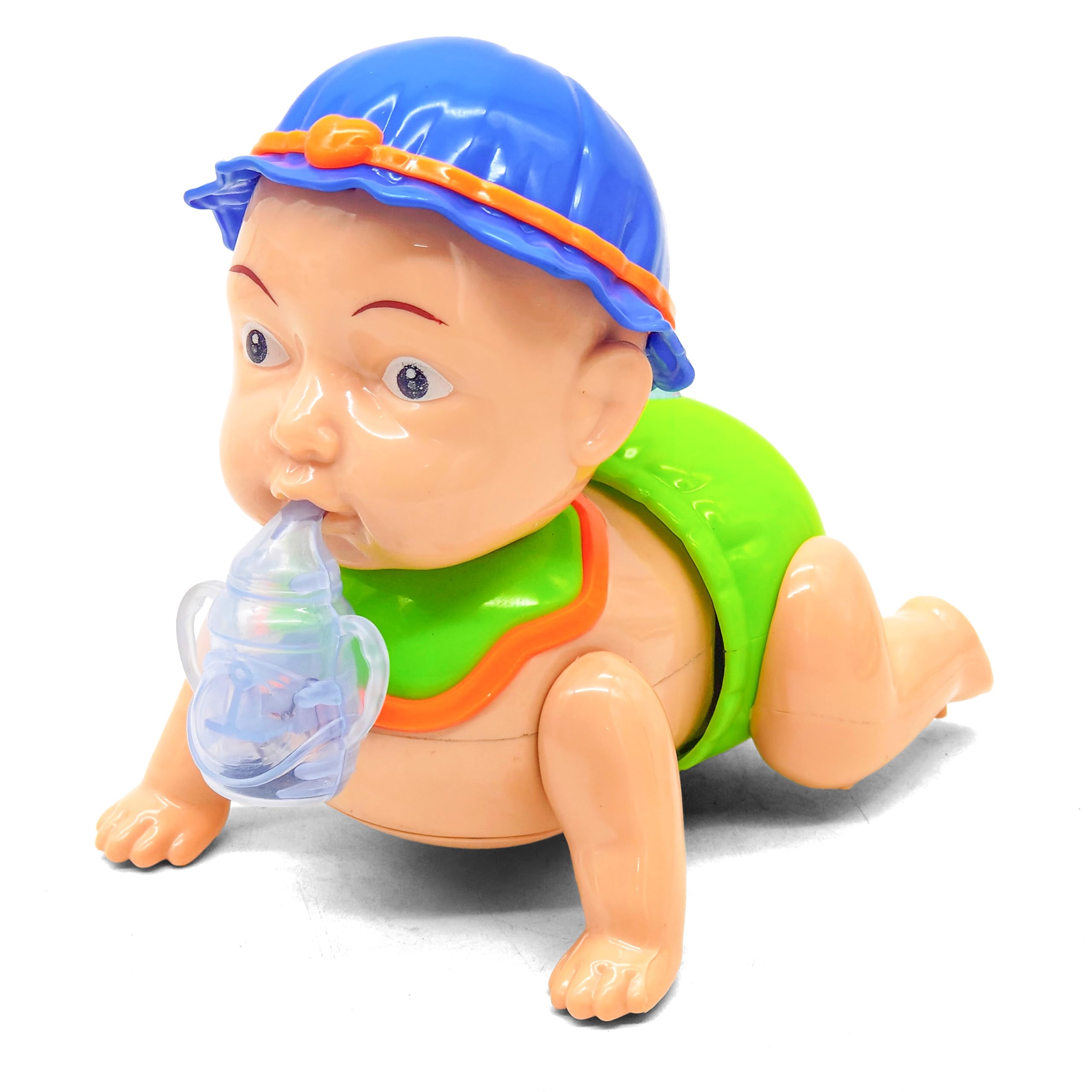 VGRASSP Electric Musical Mini Crawling Baby Doll Toy for Kids with Cute Baby Sound and Dynamic Music - Battery Operated Cute and Adorable Tummy Time Toy - Color and Design As Per Stock (Crawl Doll)