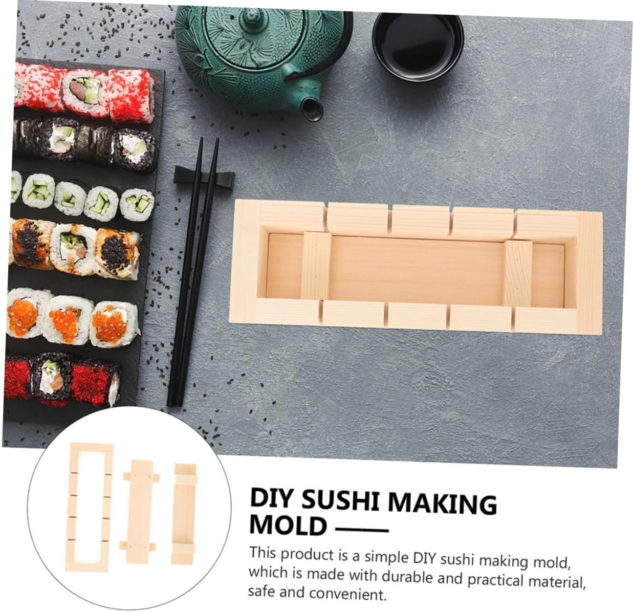2pcs Wooden Sushi Mold Press for Sushi Making Lightweight Tool for Home Restaurant Use for Creations