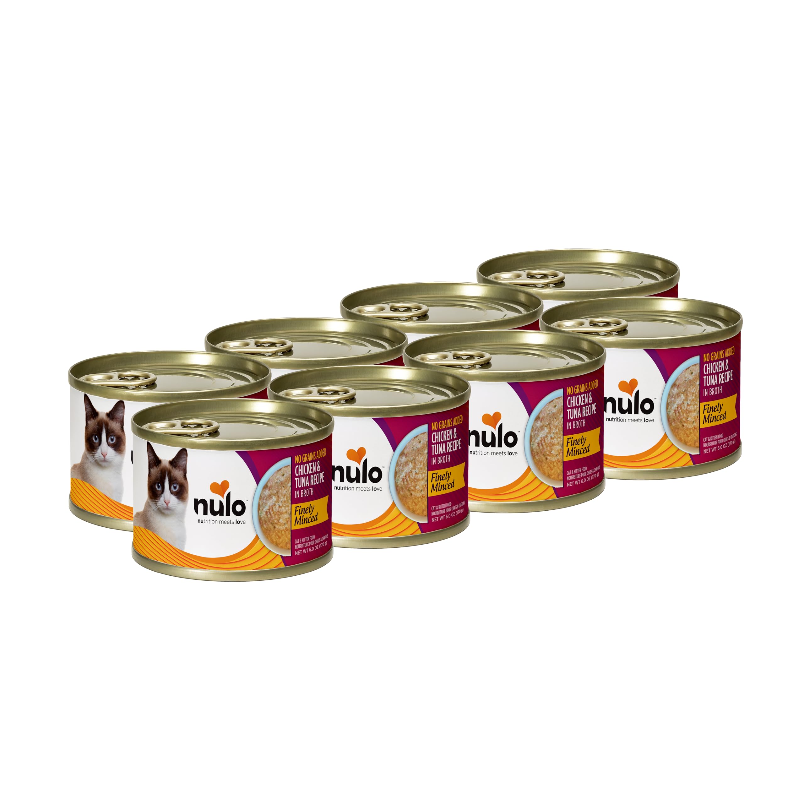 Nulo Finely Minced Chicken & Tuna Flavor Wet Canned Cat Food, 6.0 Ounce (Pack of 8)