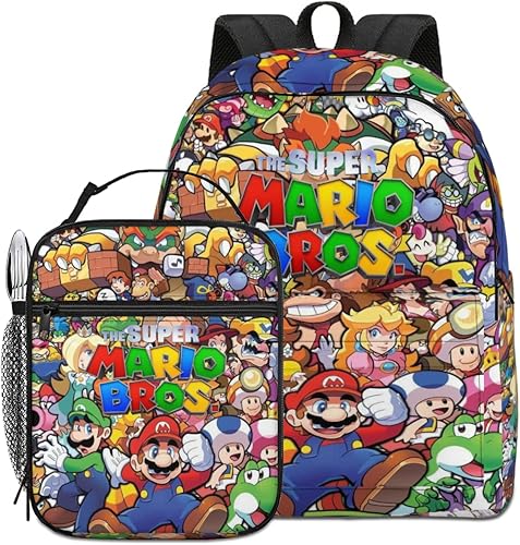 VFUYXQI Juego de mochila de anime para niños y niñas, mochila para laptop con lonchera aislada para escuela, viajes, trabajo, # 2