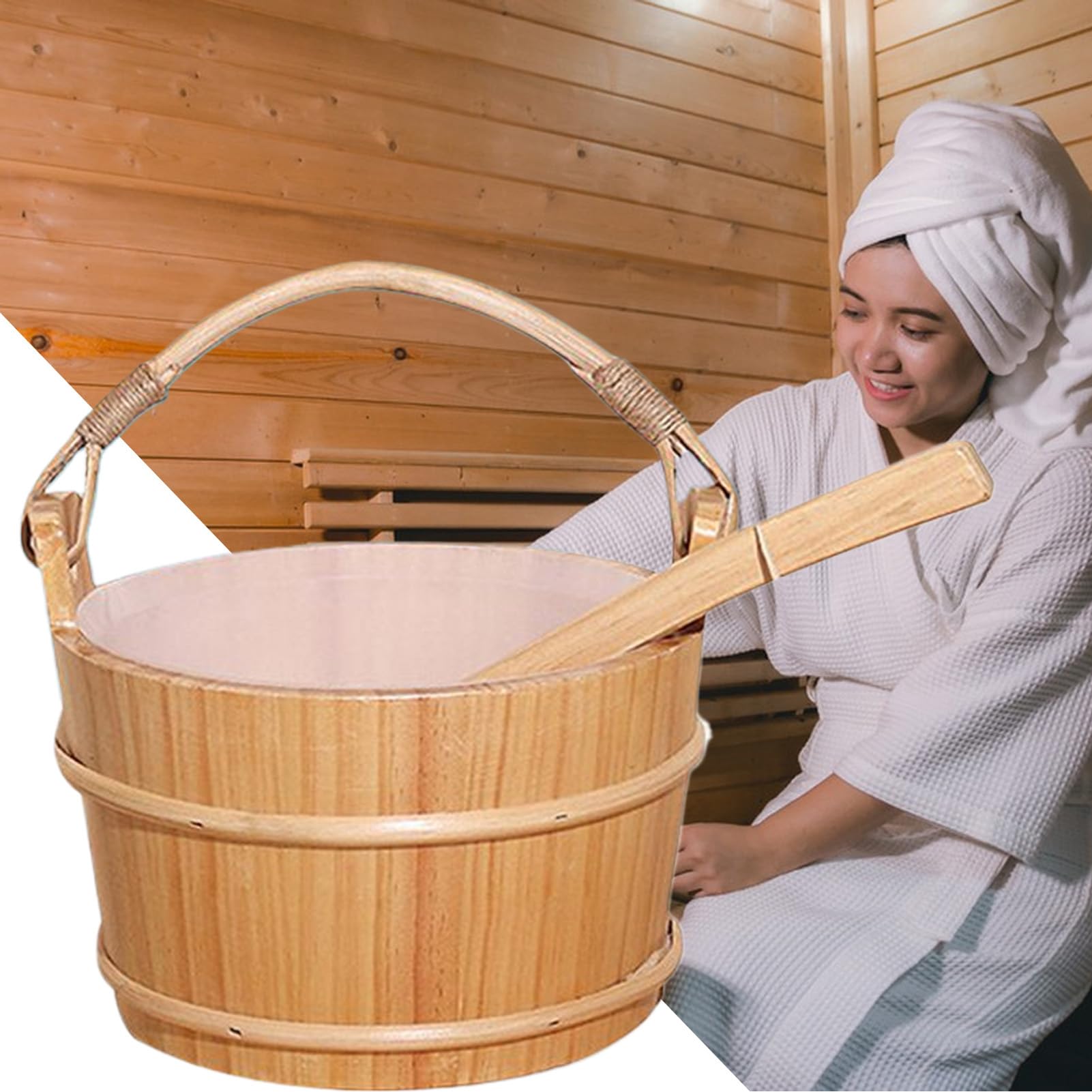Zestaw z wiaderkiem do sauny Przenośne Akcesoria Spa Do Relaksacji Ciała I | Zestaw Drewniane Wiaderko Do Sauny Przybory Kąpielowe Pocenie Dla Kobiet Domowe Spa Prysznic