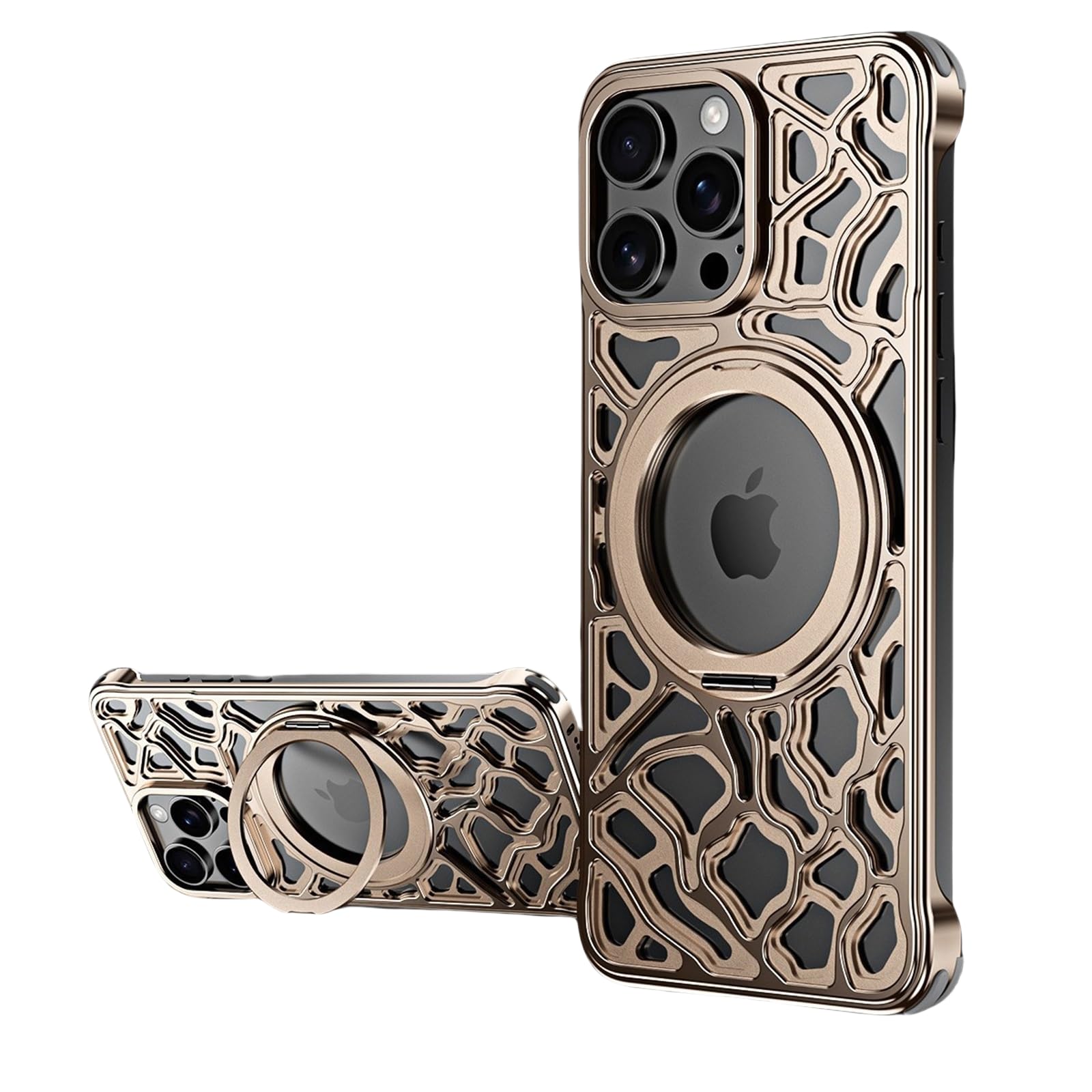 Coque iPhone 17 Pro Max sans cadre en aluminium rock avec béquille rotative 360 - 8