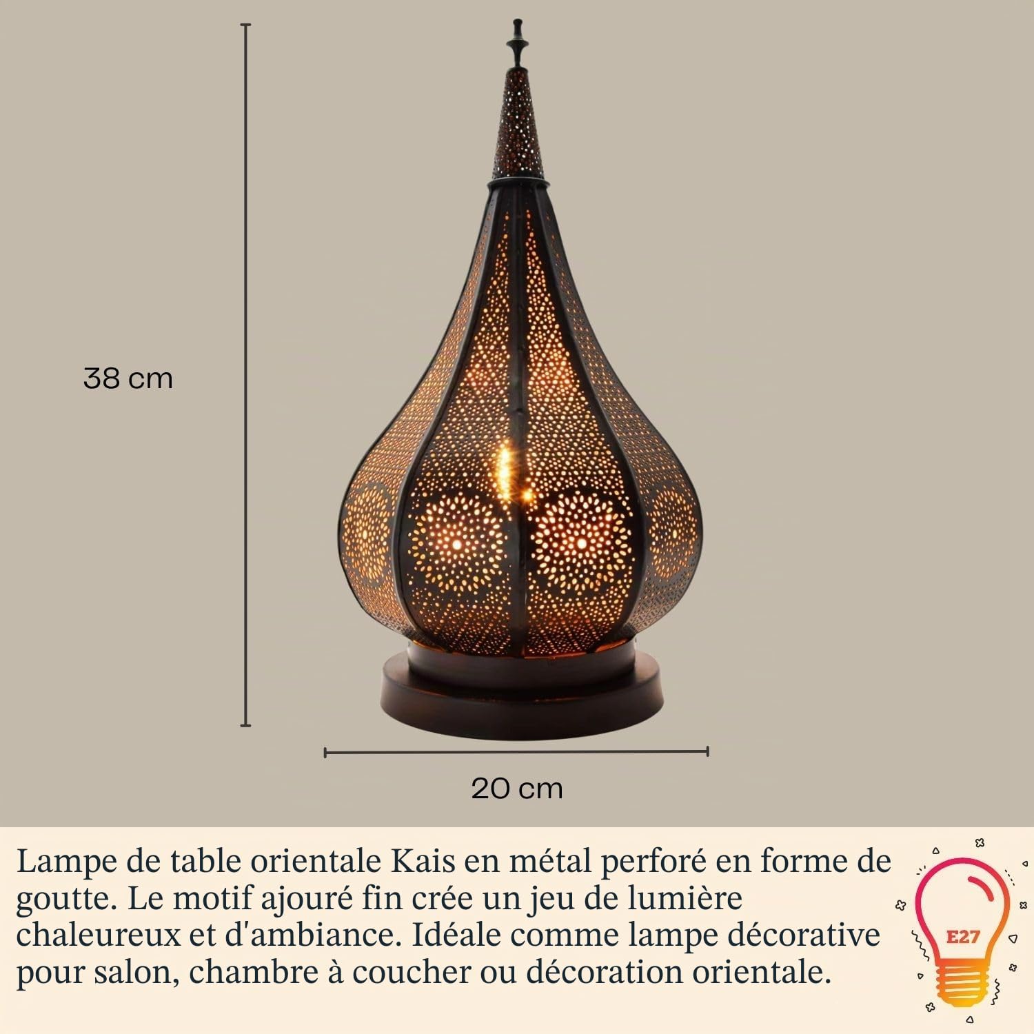 Marrakesch Lot de 2 lampes de table orientales « Kais » noires